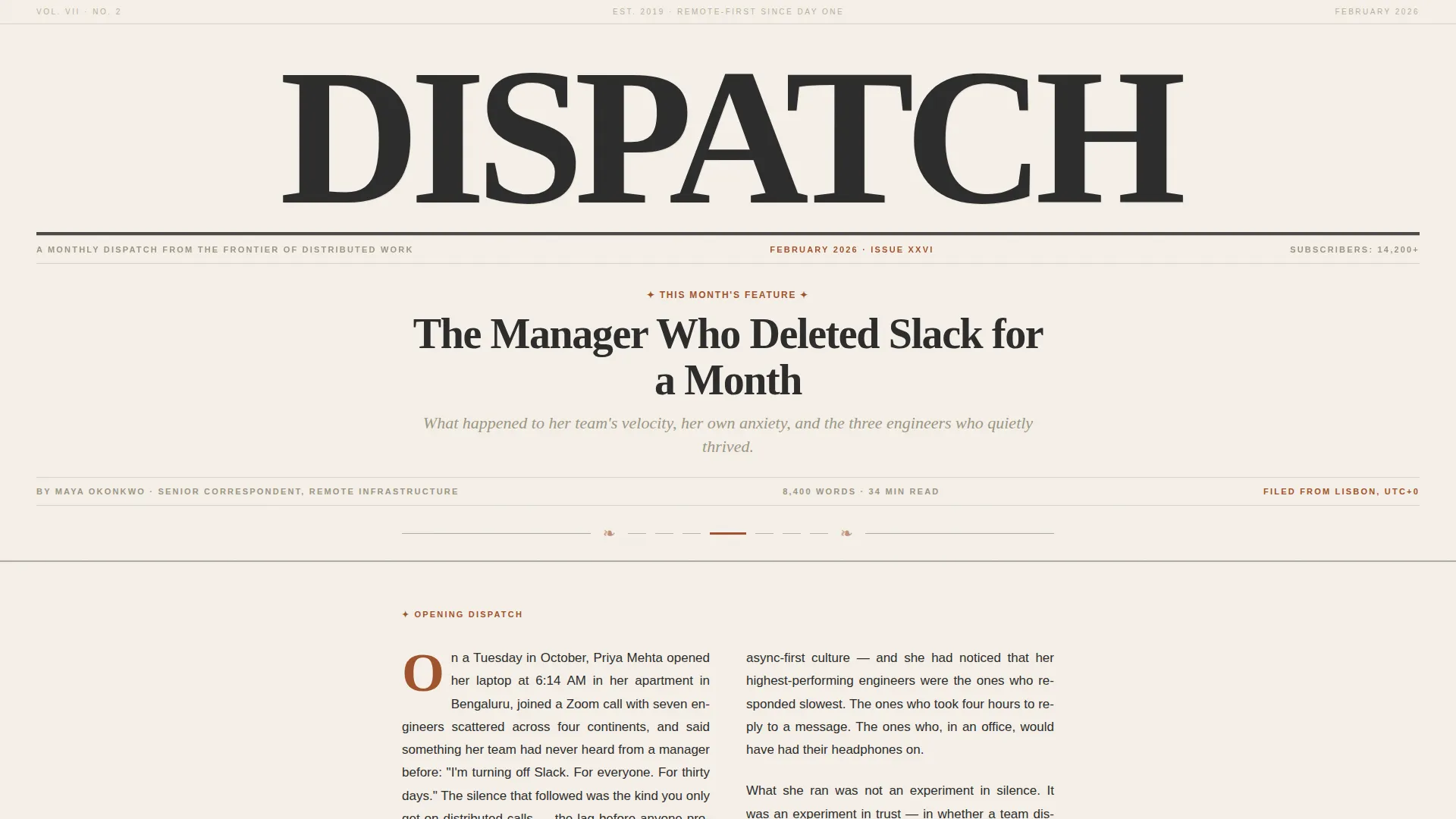 Remote Work Newsletter Blog Website Template