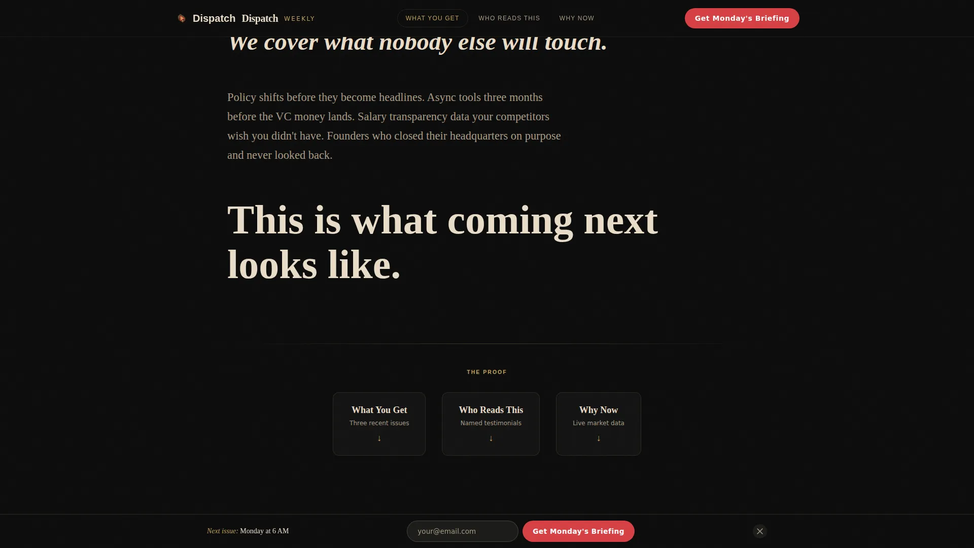 Cinematic Remote Work Newsletter Landing Page
