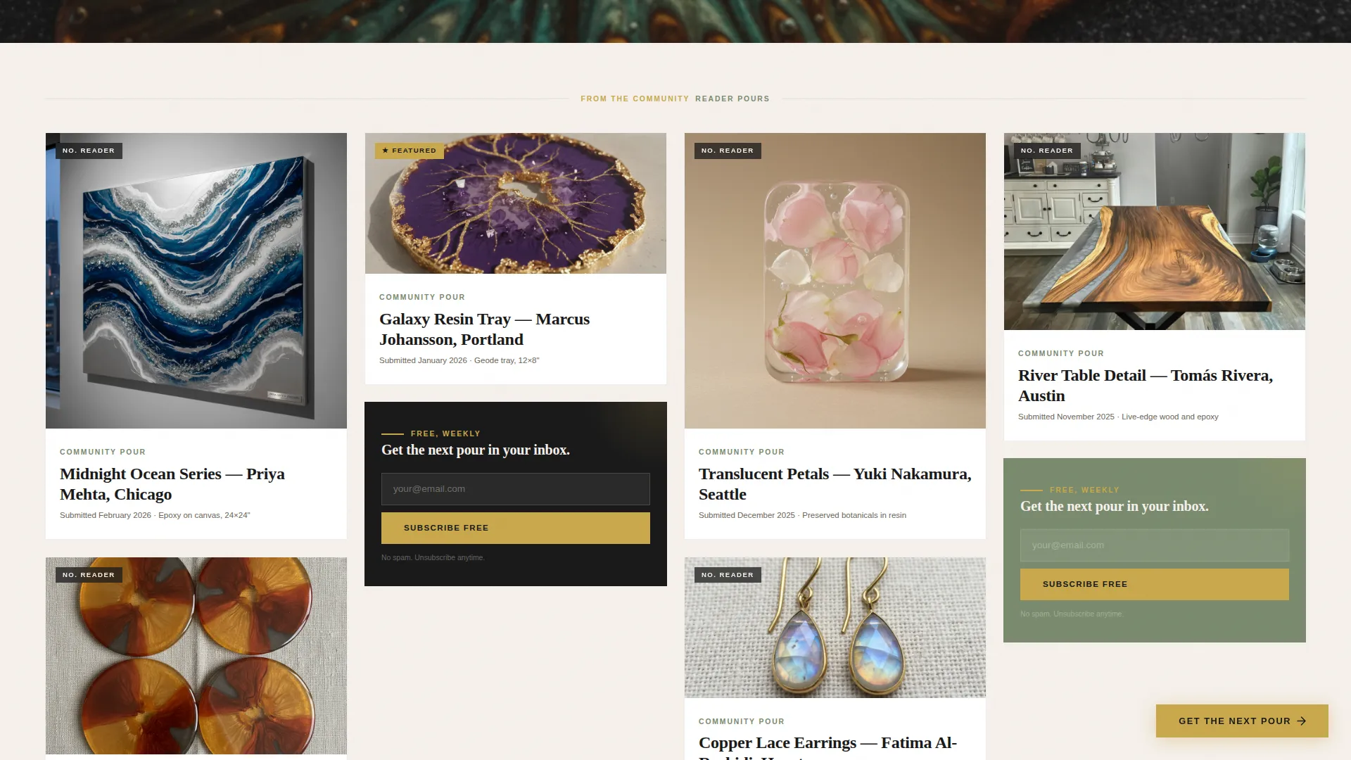 Resin Art Newsletter Landing Page Template