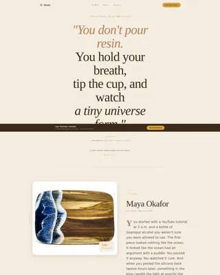 Resin Art & Craft Content Specialist Blog Website Template