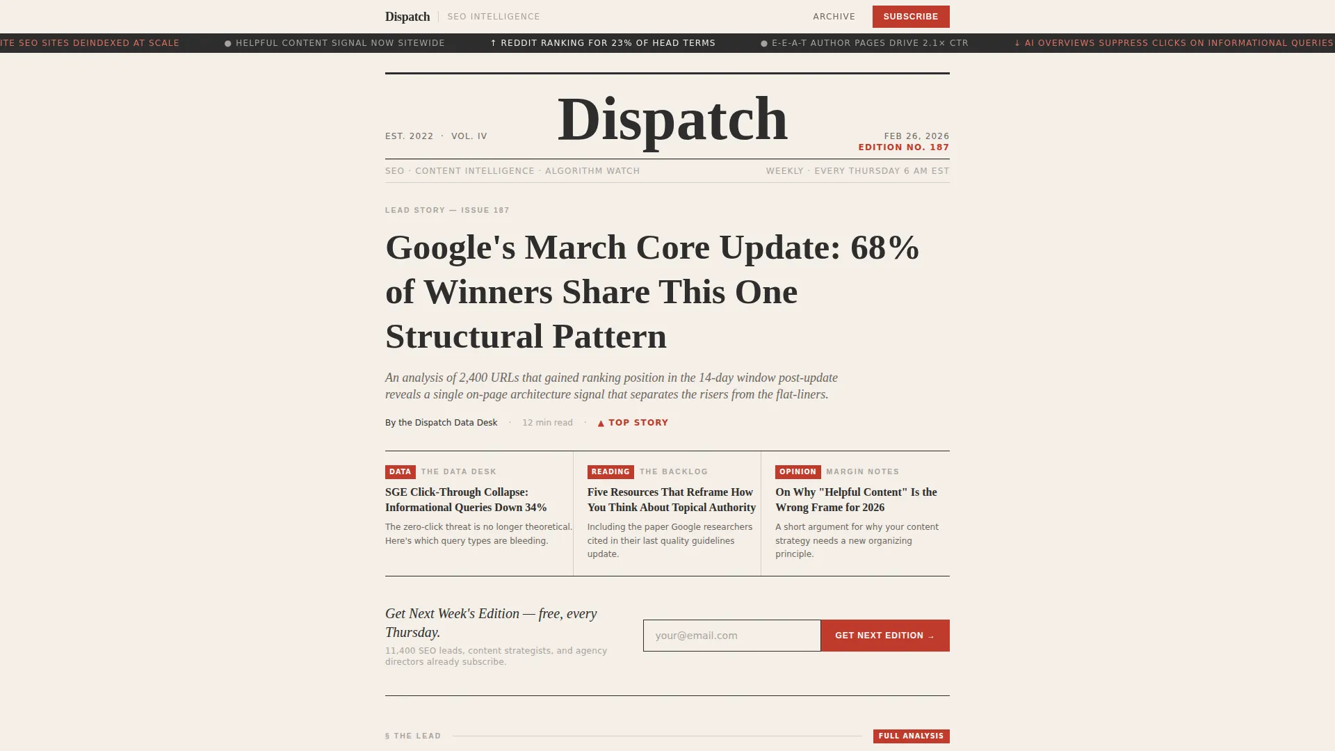 Advanced SEO & Content Newsletter Blog & Content Website Template
