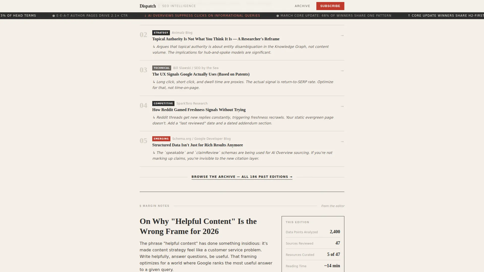 Advanced SEO & Content Newsletter Blog & Content Website Template