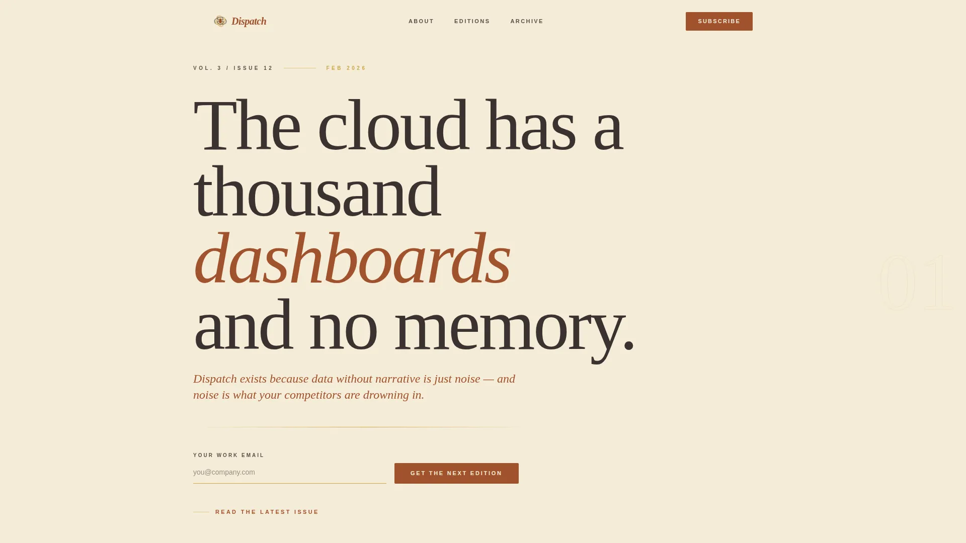 Editorial SaaS Newsletter Landing Page Template