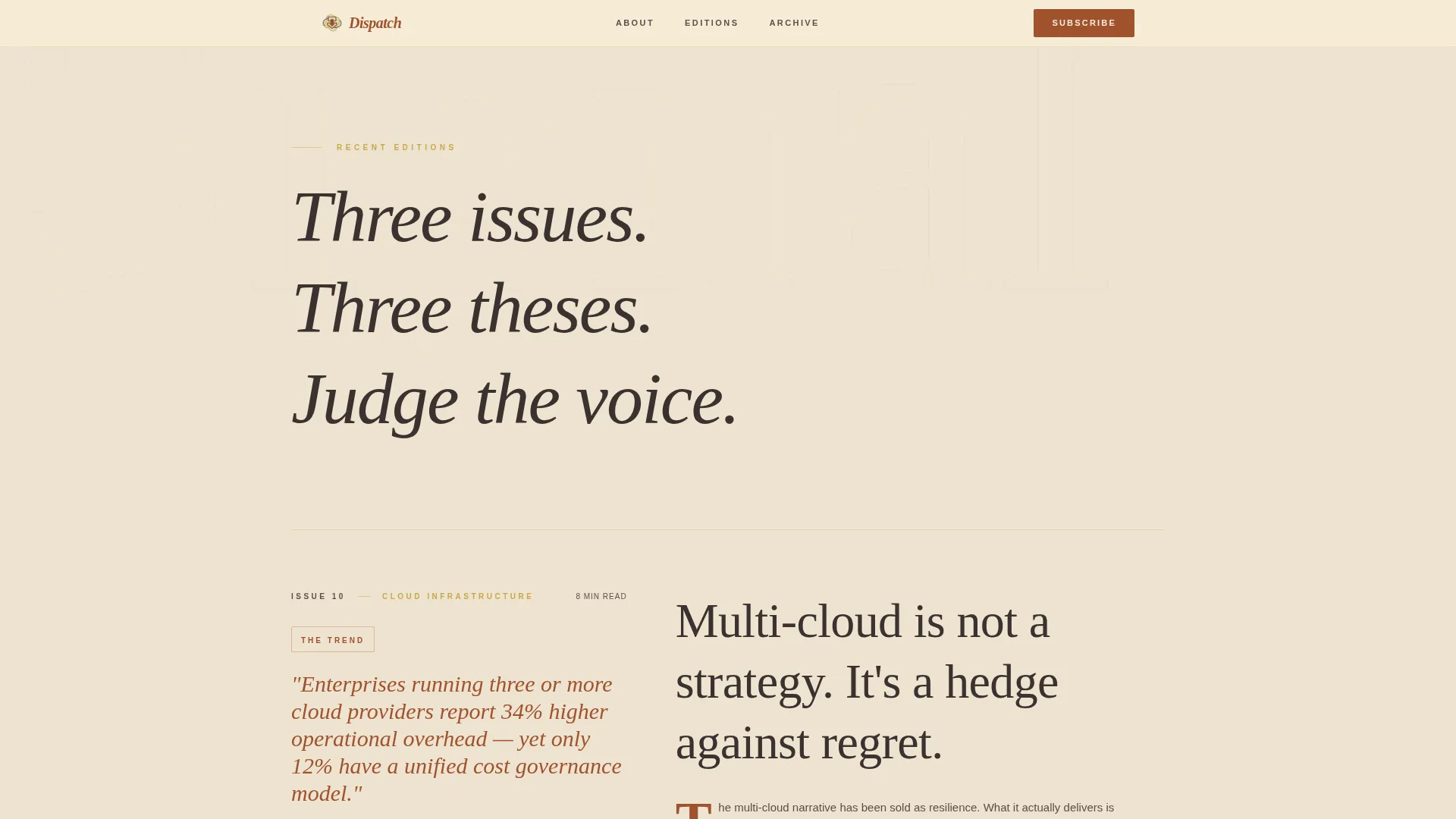 Editorial SaaS Newsletter Landing Page Template