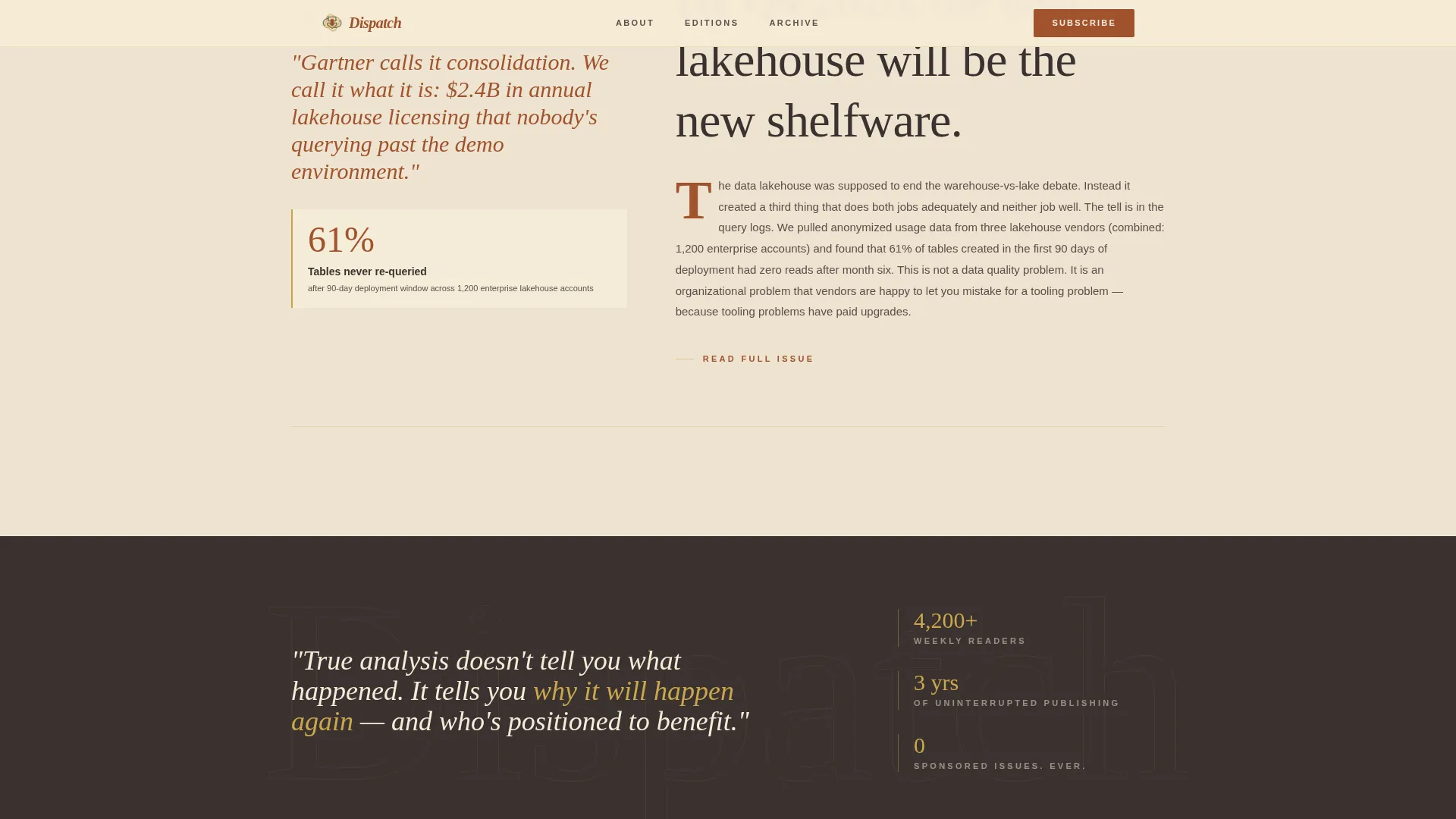 Editorial SaaS Newsletter Landing Page Template
