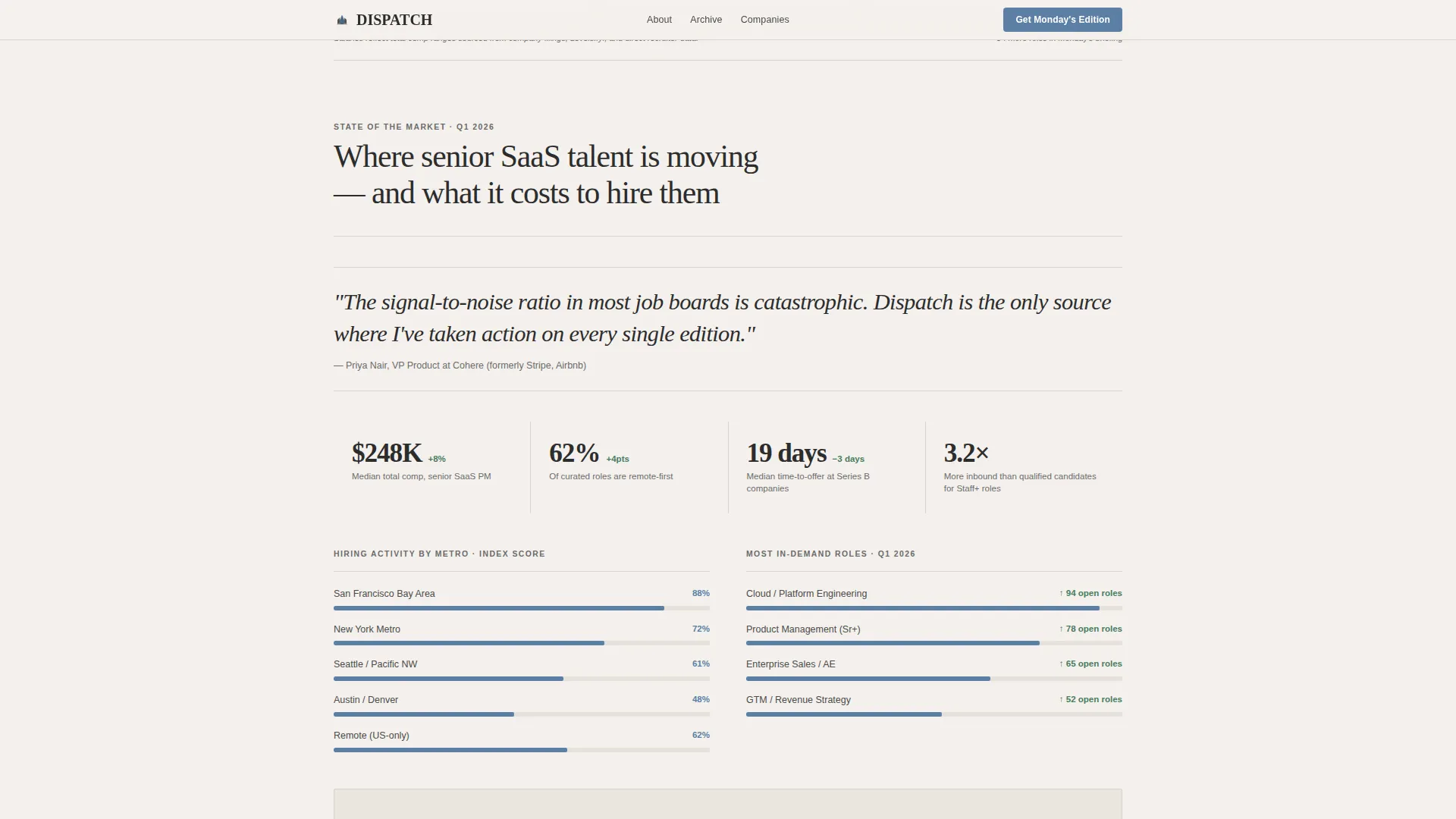Editorial SaaS & Cloud Jobs Newsletter Landing Page