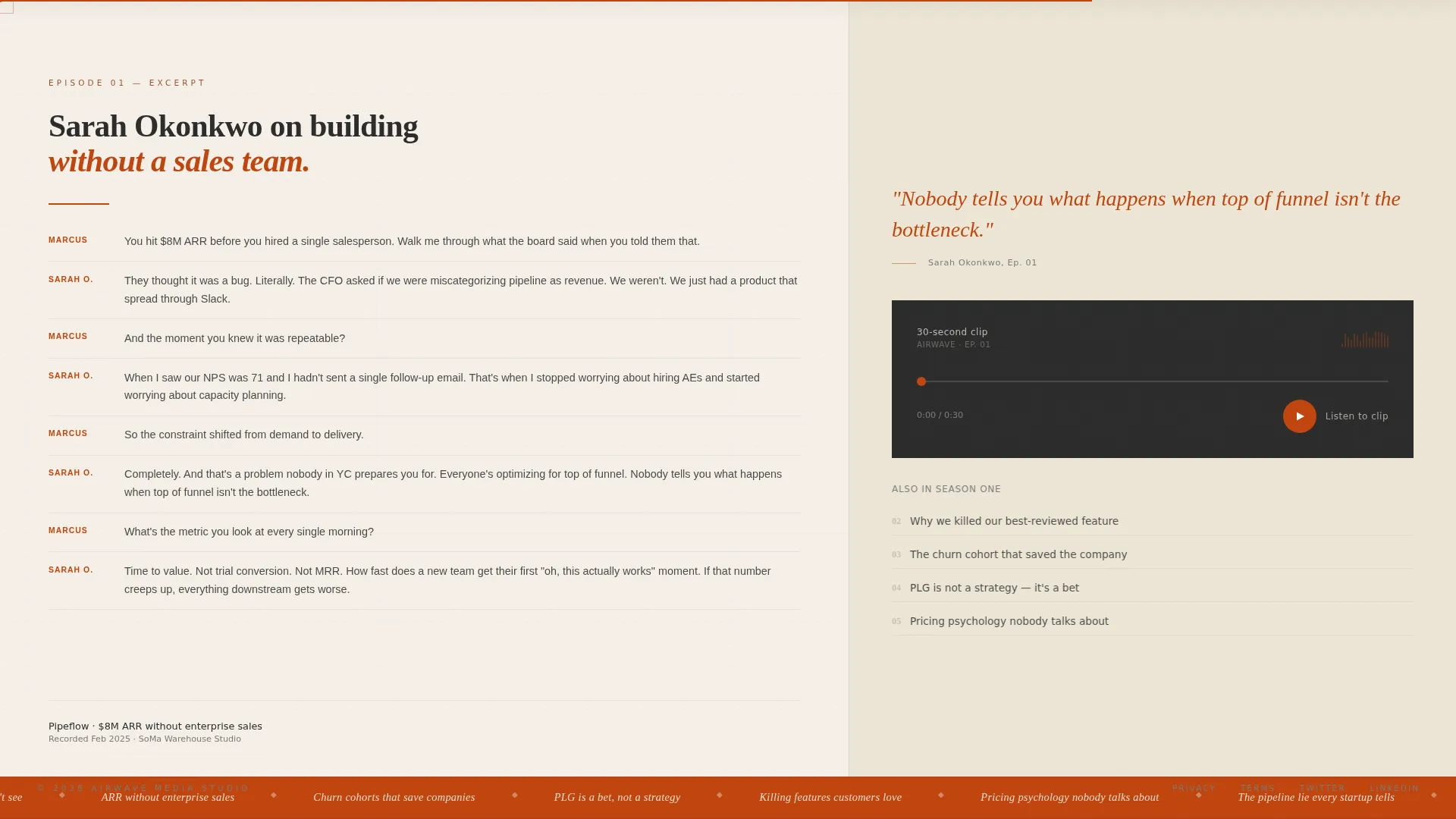Editorial SaaS Podcast Landing Page Template