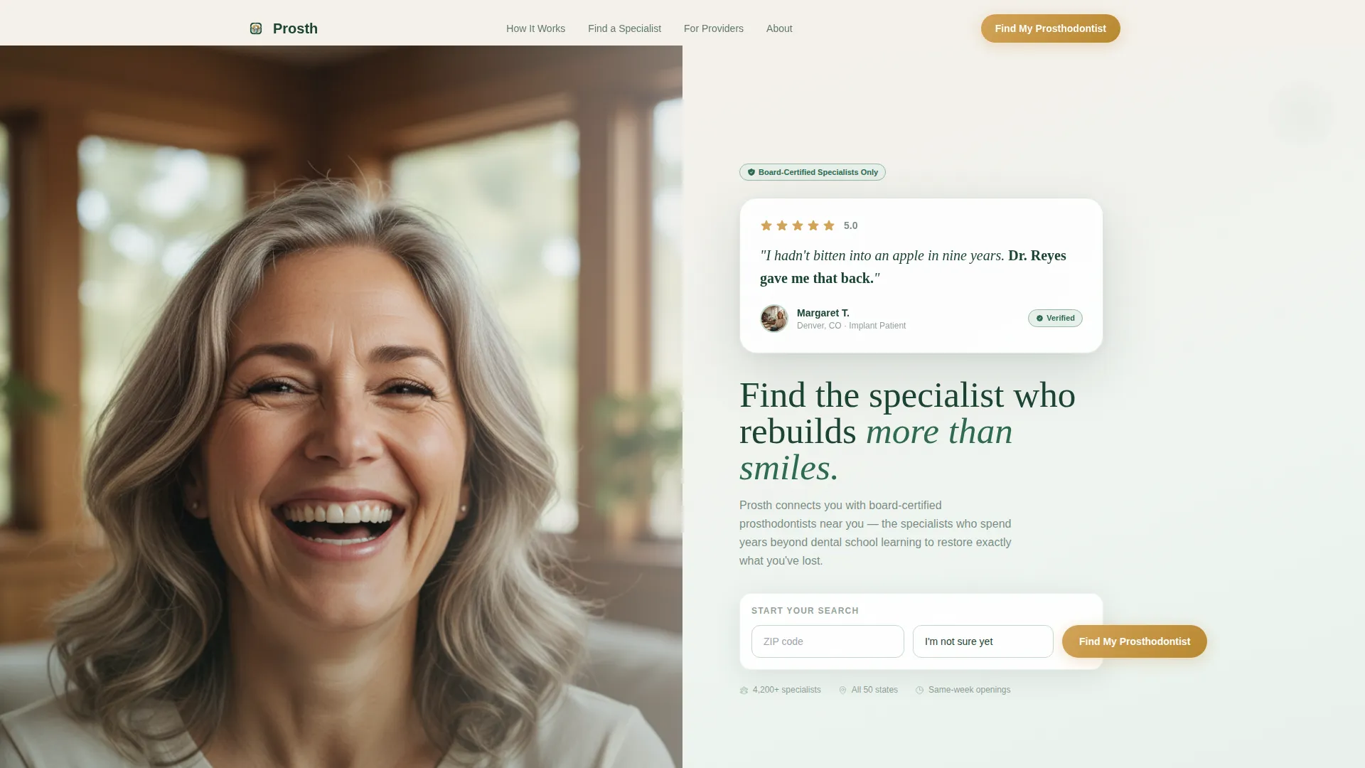 Prosthodontist Specialist Booking Website Template