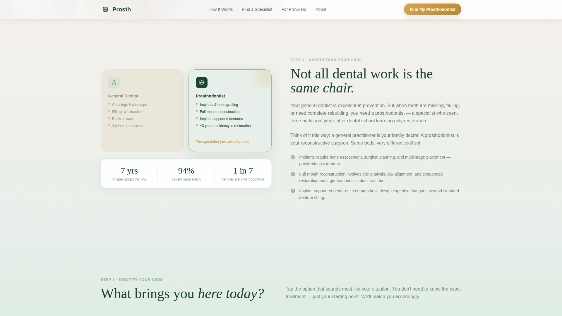 Prosthodontist Specialist Booking Website Template