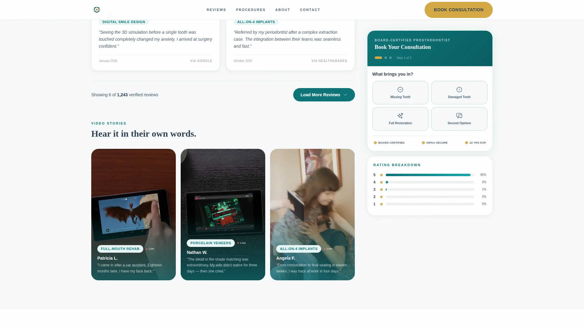 Prosthodontist Reviews Website Template