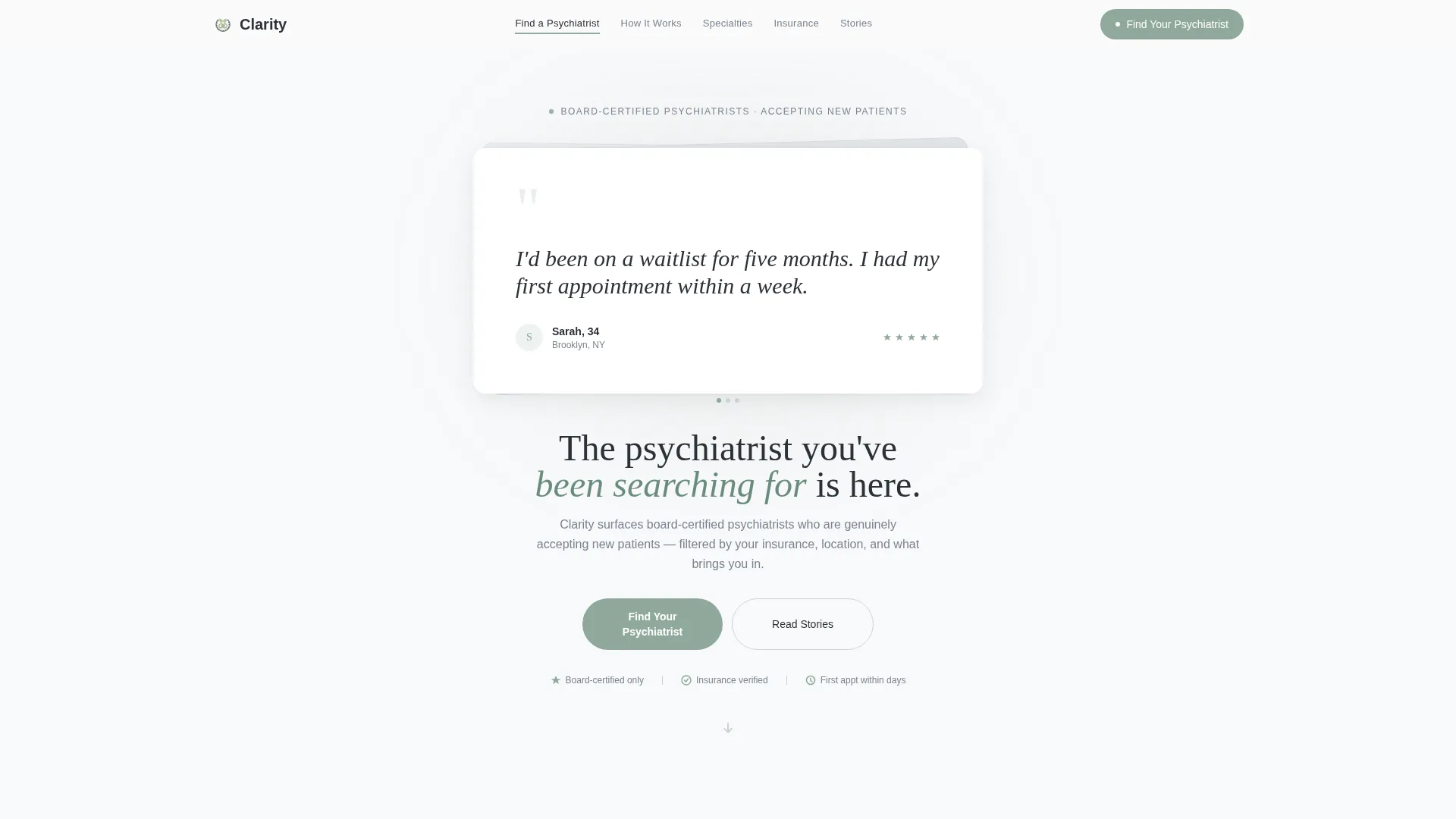 Psychiatrist Specialist Booking Website Template