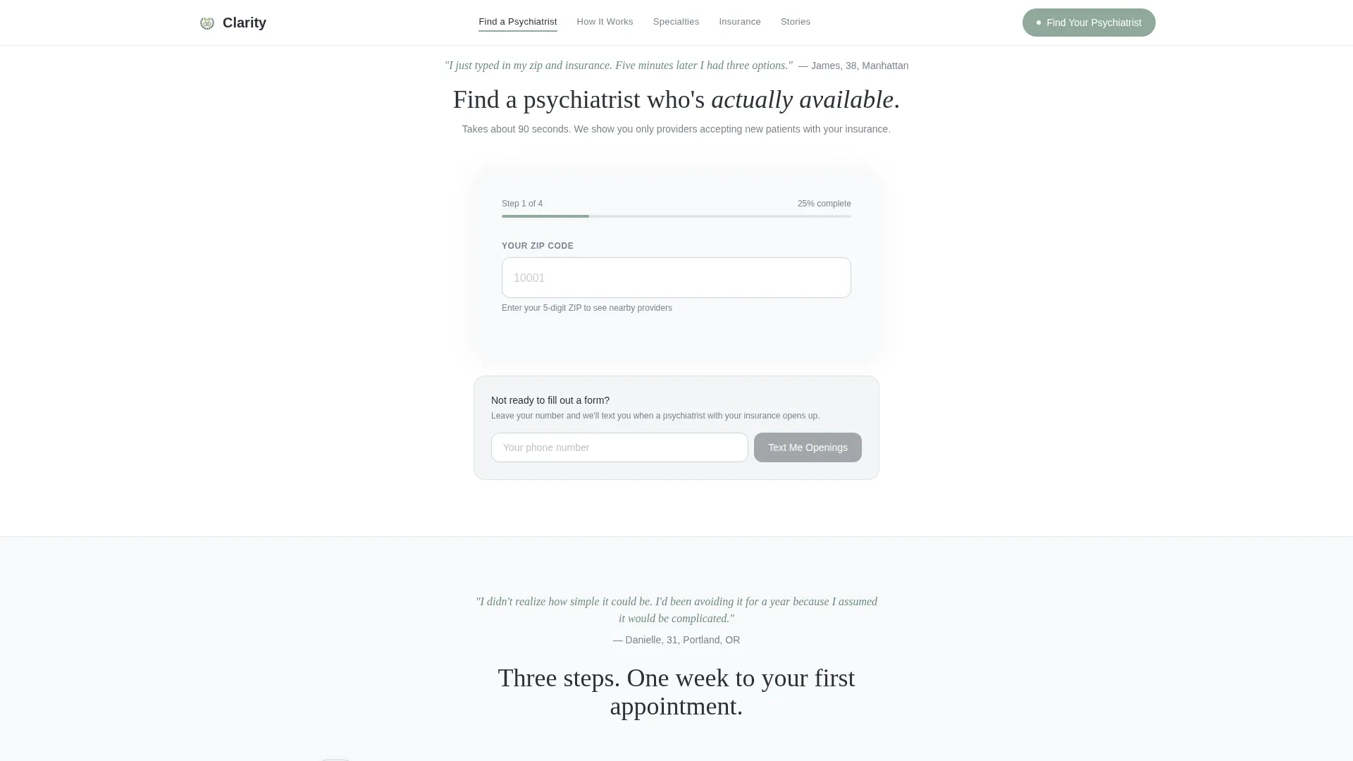 Psychiatrist Specialist Booking Website Template