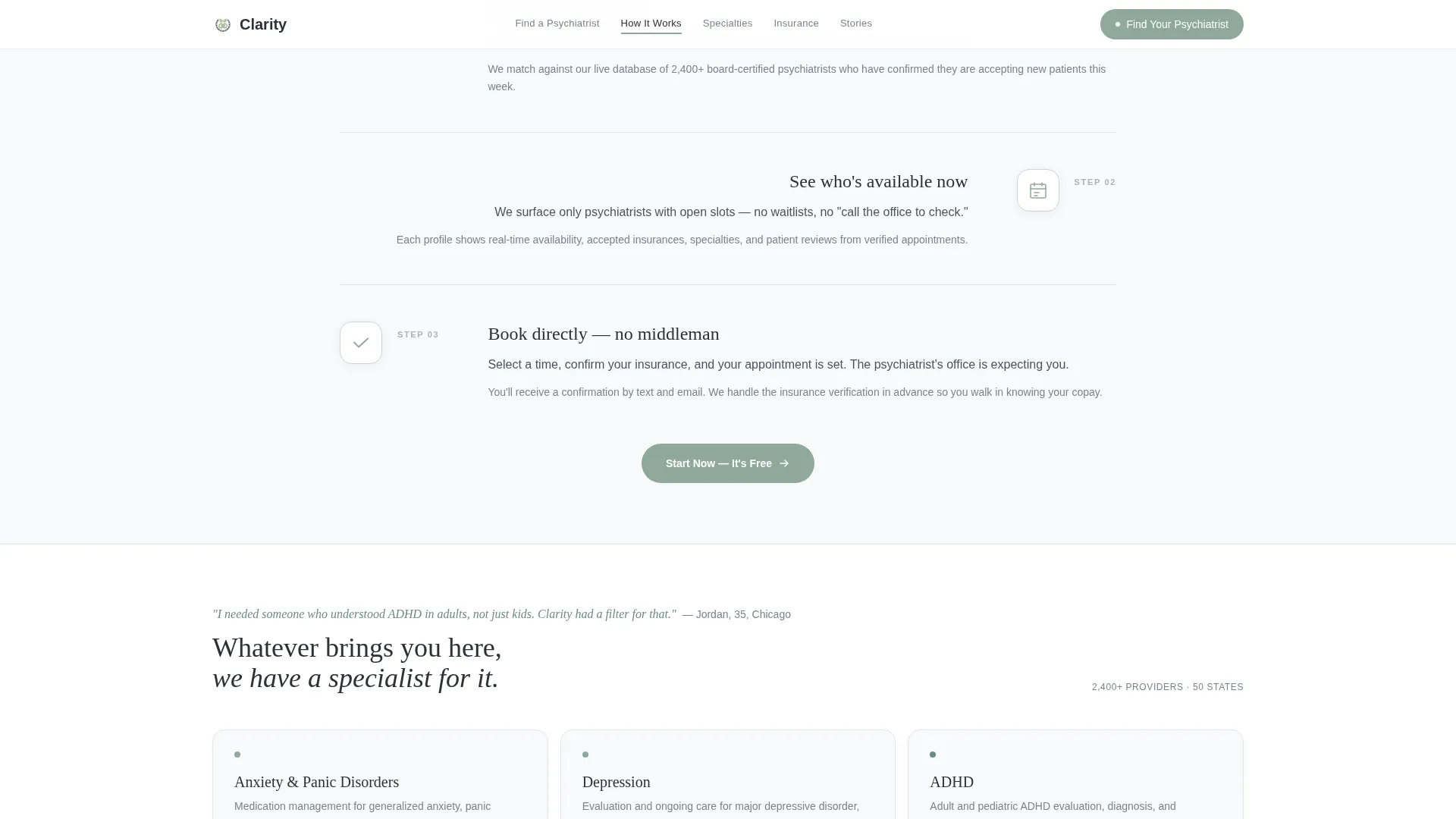 Psychiatrist Specialist Booking Website Template
