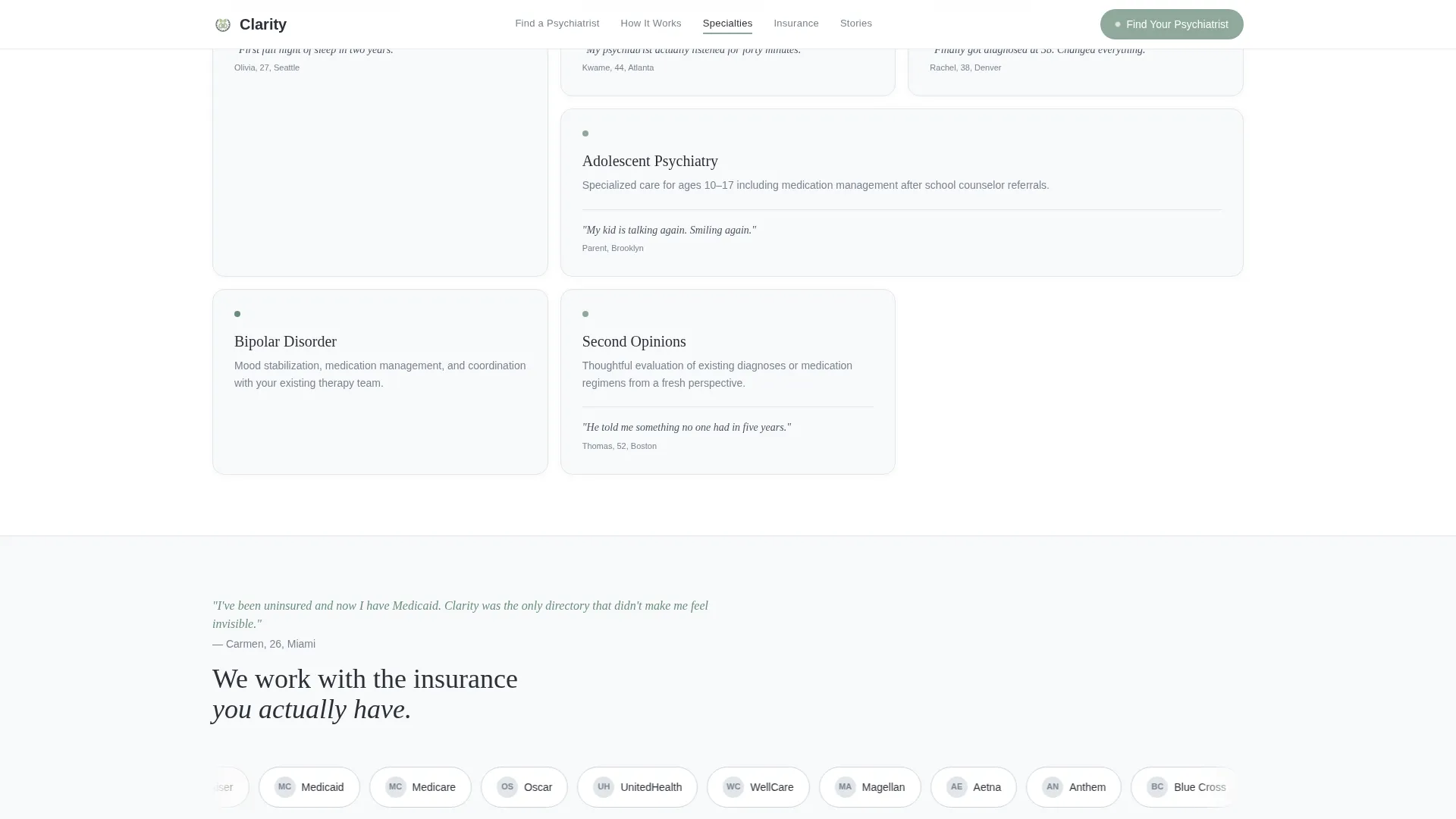 Psychiatrist Specialist Booking Website Template