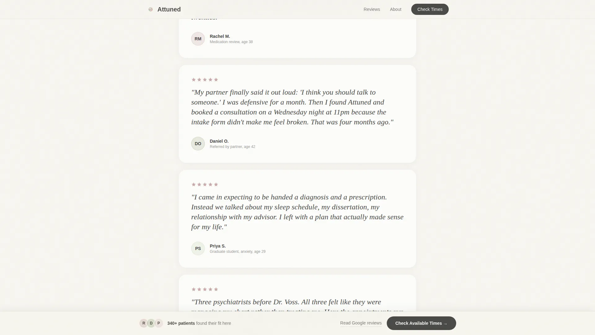 Psychiatrist Specialist Booking Website Template