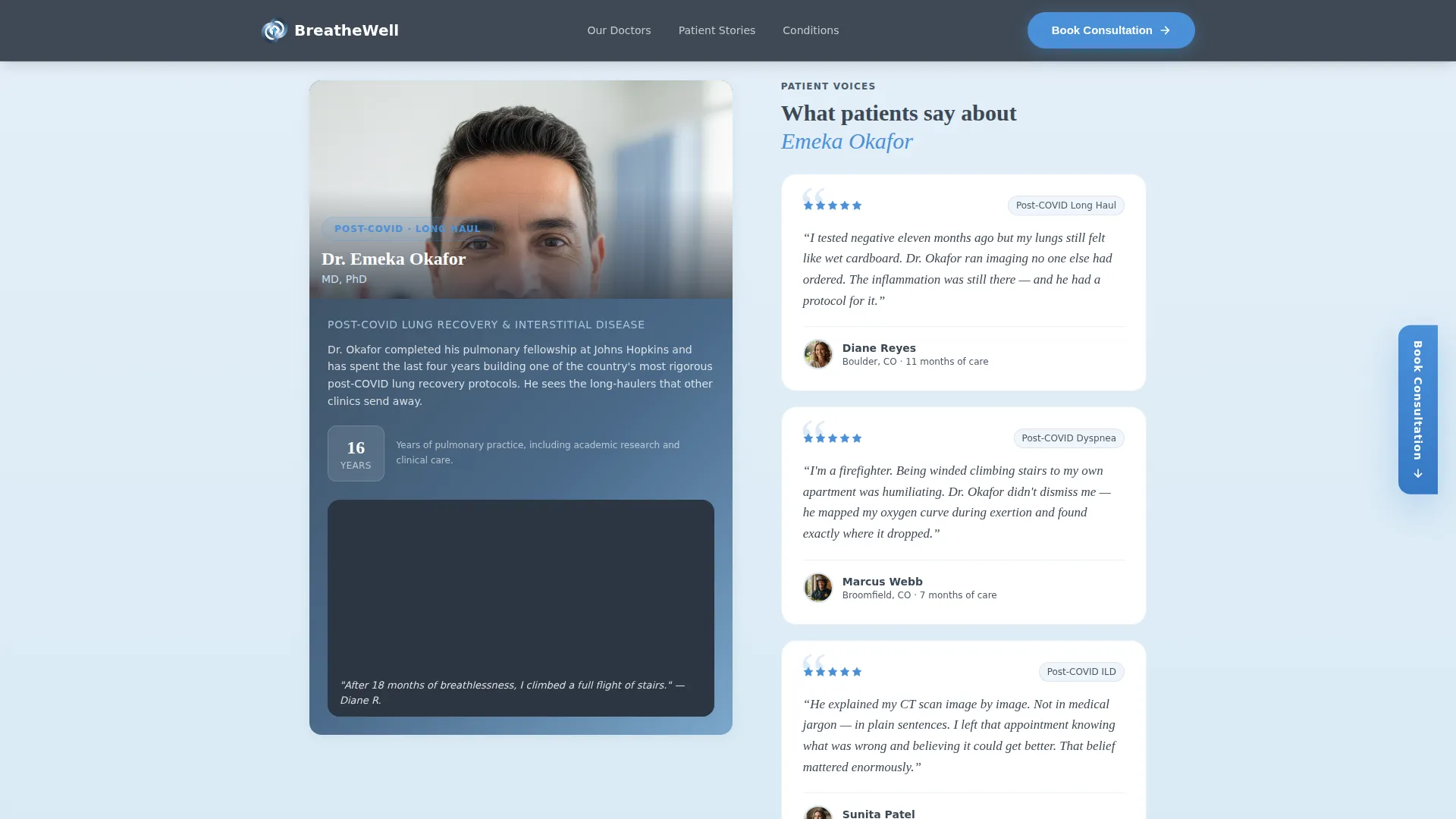 Pulmonologist Specialist Booking Website Template