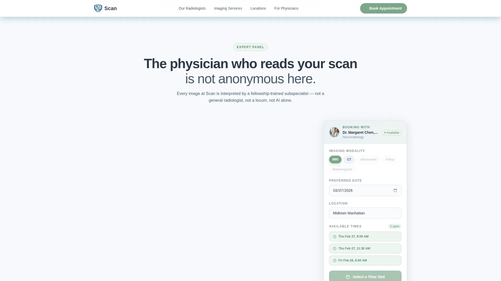Radiologist Booking Website Template