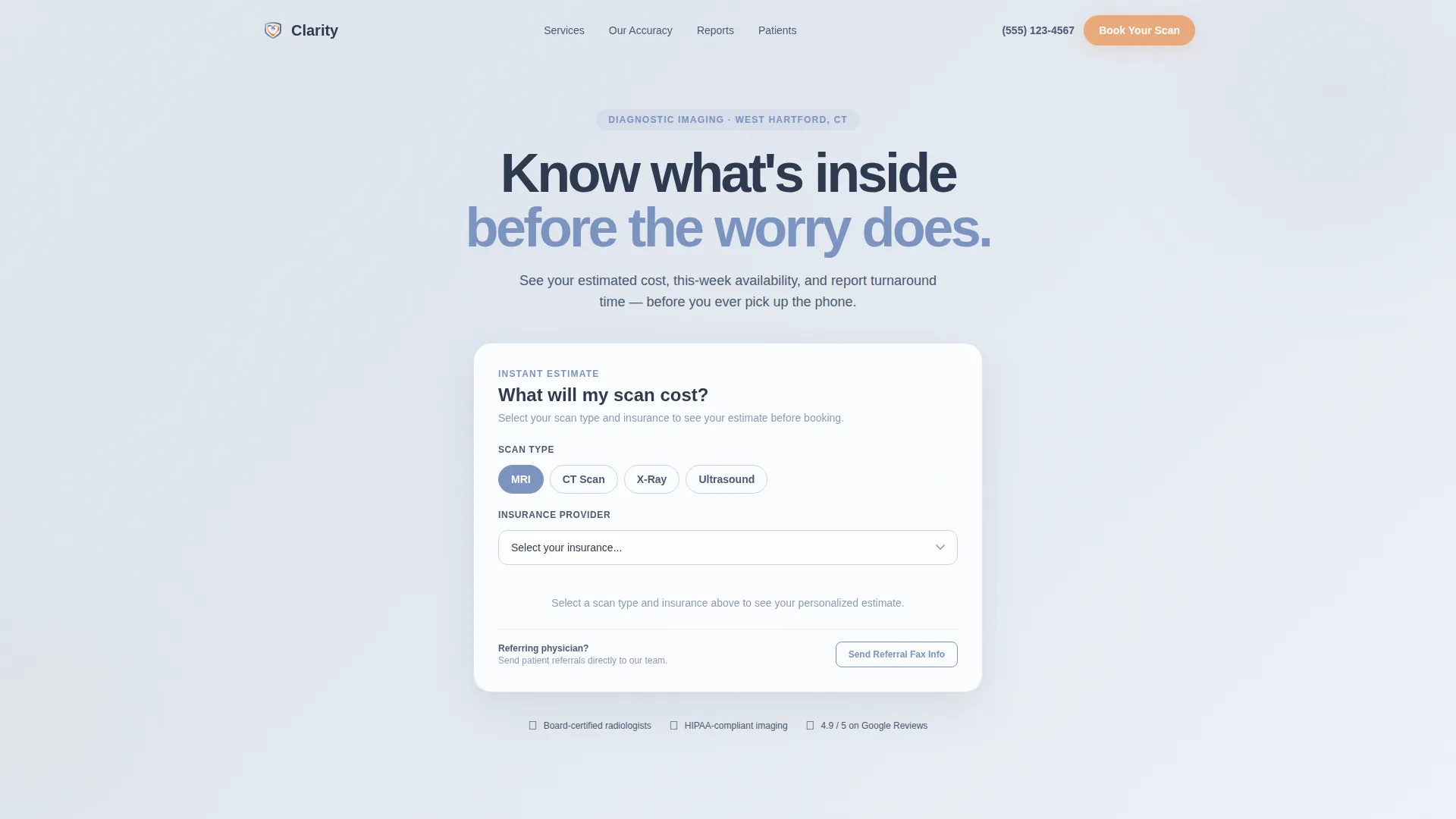 Radiologist Advanced Booking Website Template