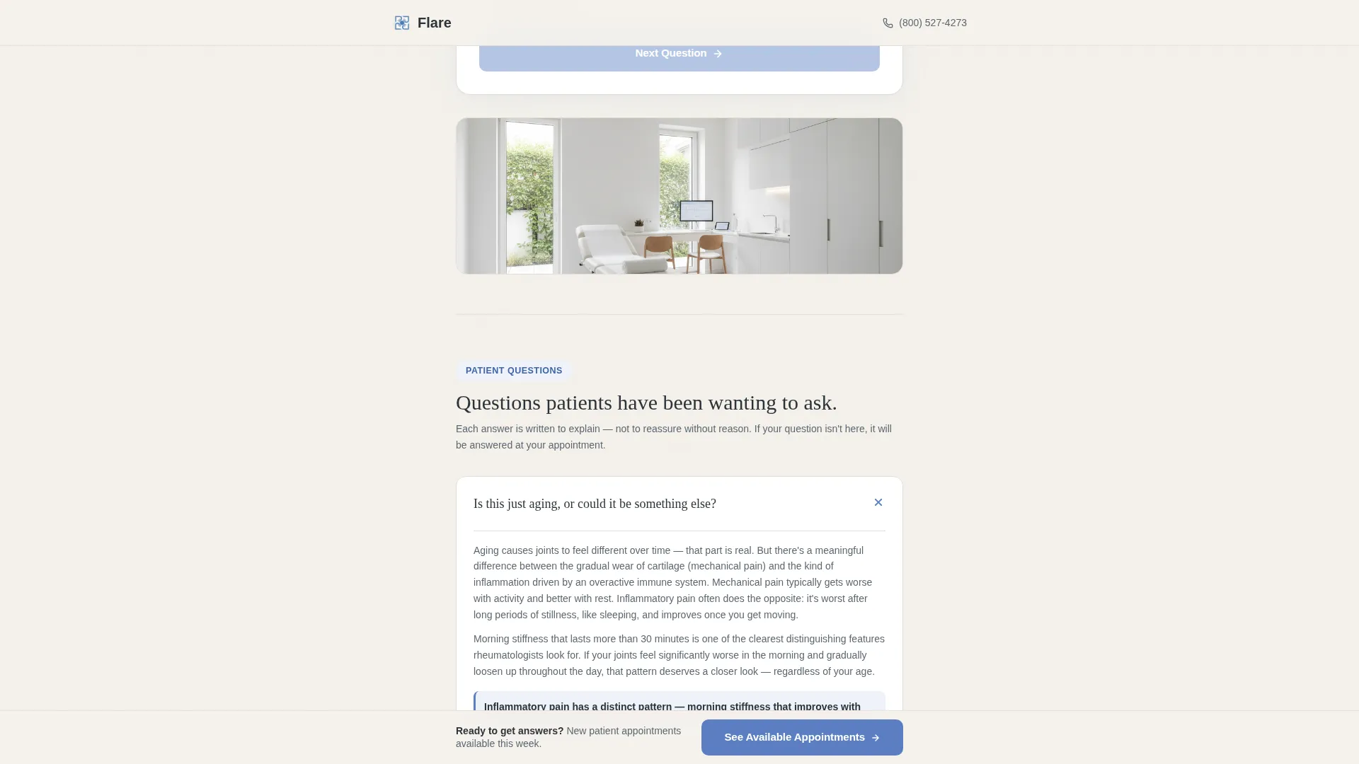 Rheumatologist Practice Website Template with Symptom Estimator