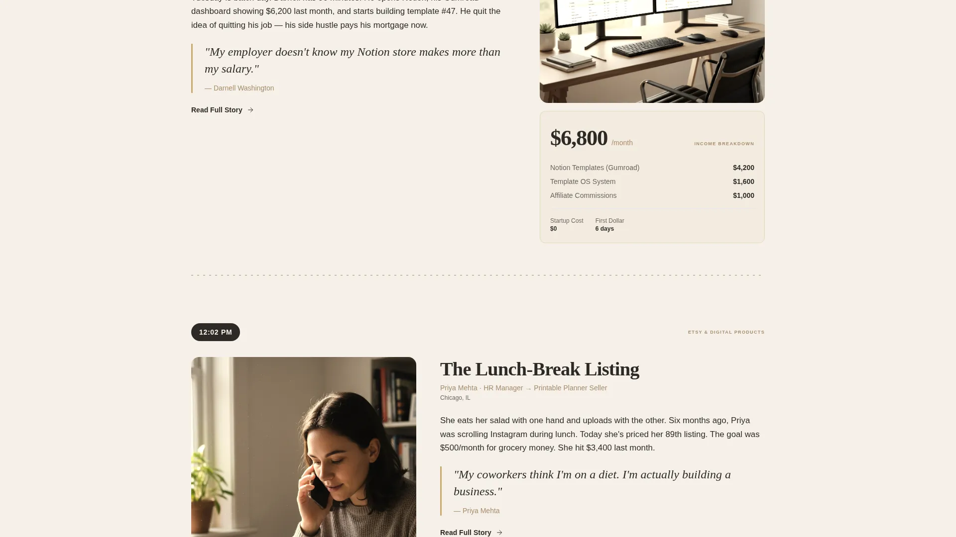 Editorial Side Hustle Landing Page Template