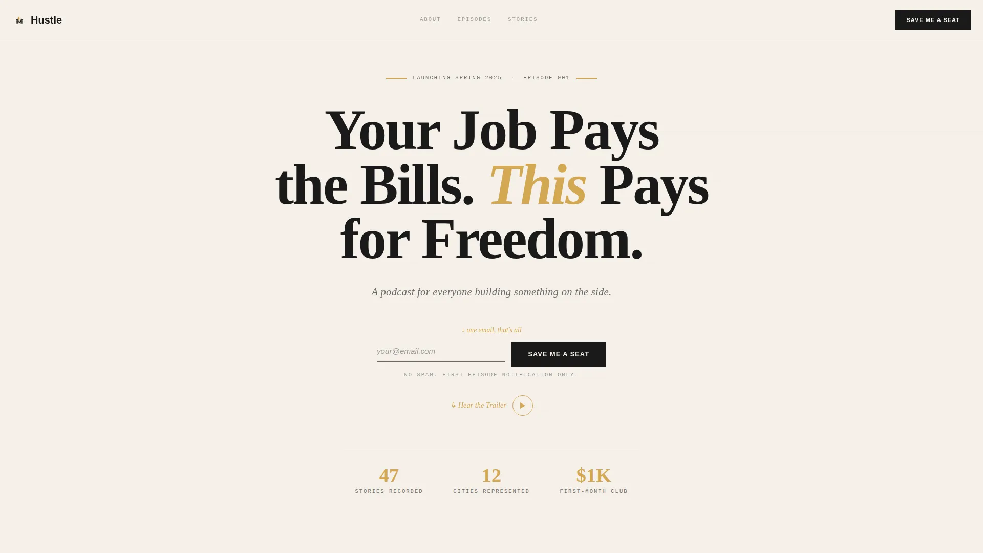 Side Hustle Podcast Waitlist Landing Page Template