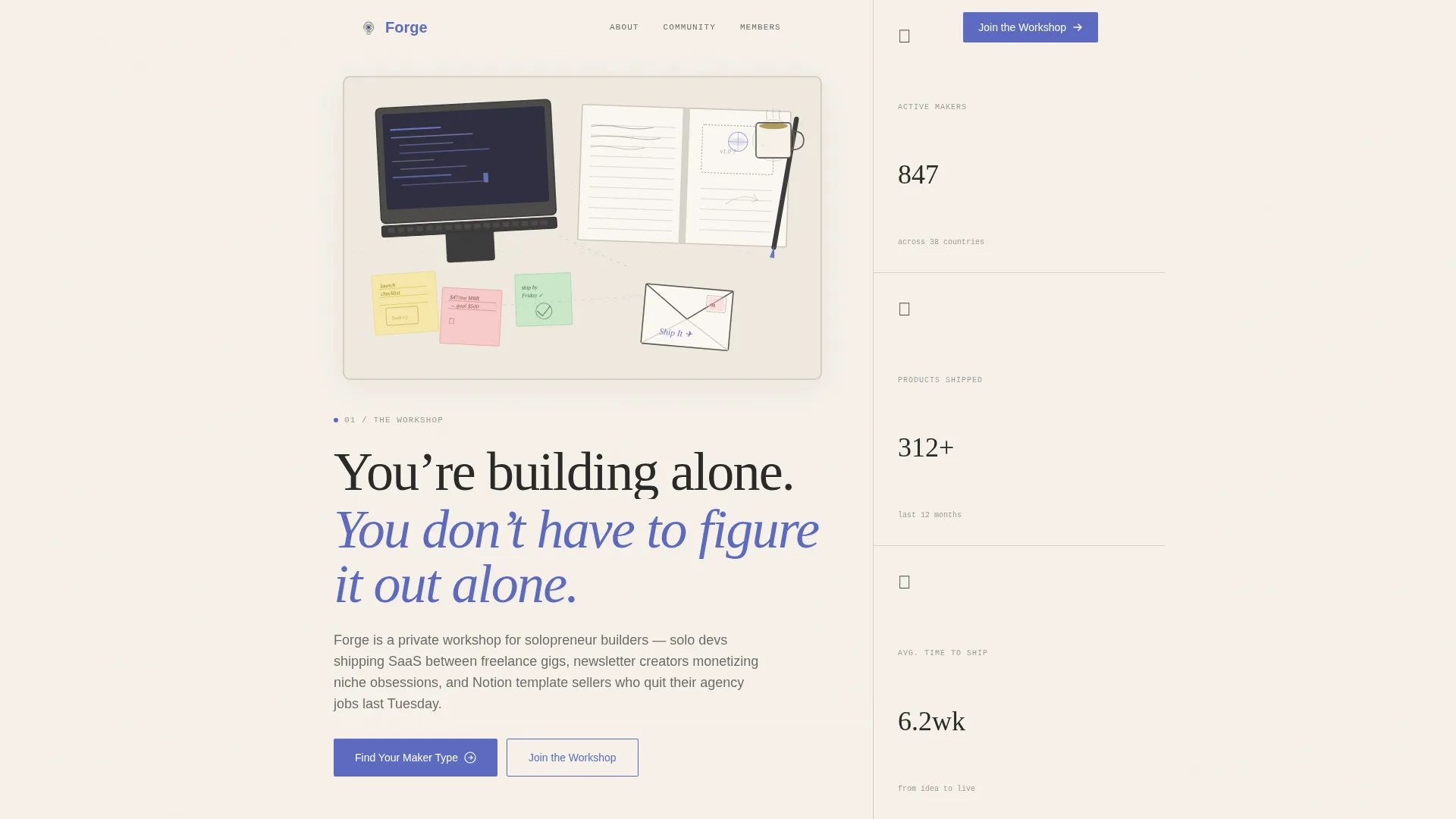 Solopreneur & Indie Maker Content Advanced Blog Website Template