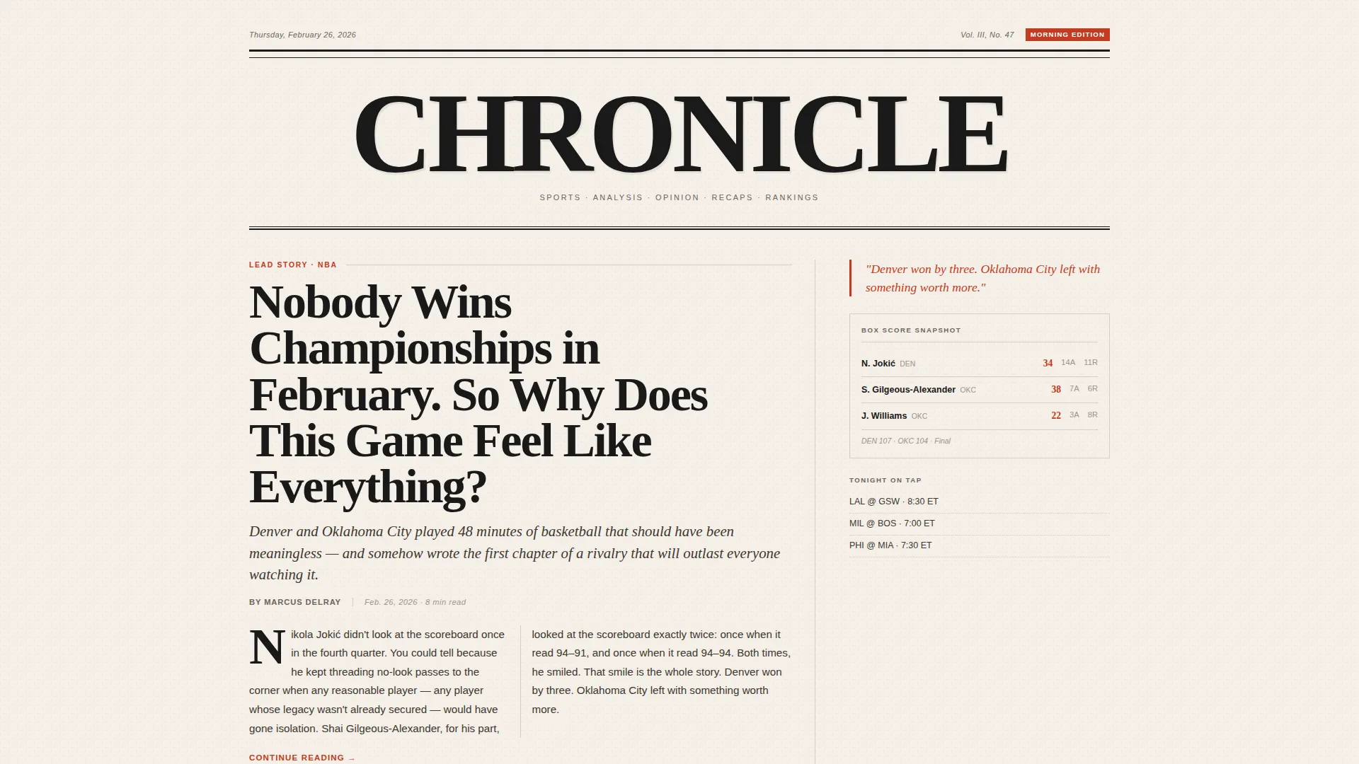 Sports Blog & Media Reviews Website Template