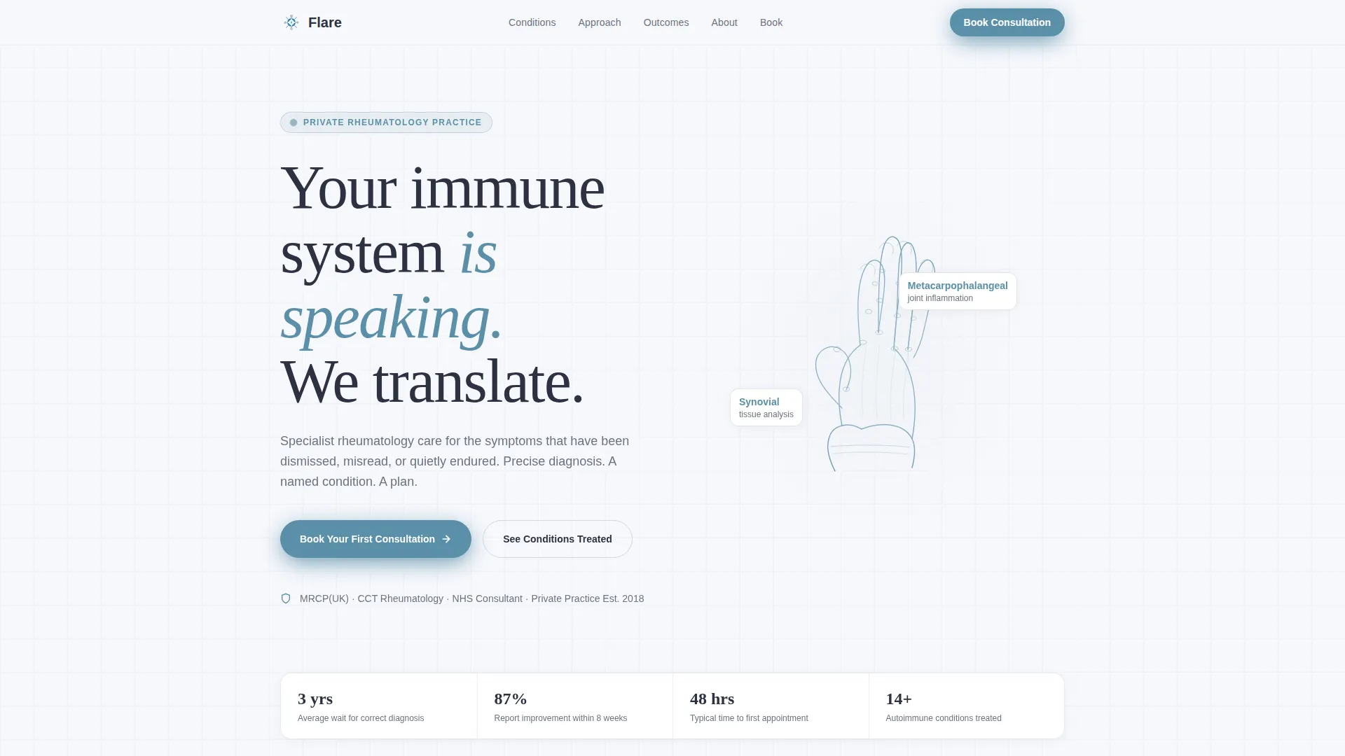 Rheumatology Medicine Specialist Booking Website Template