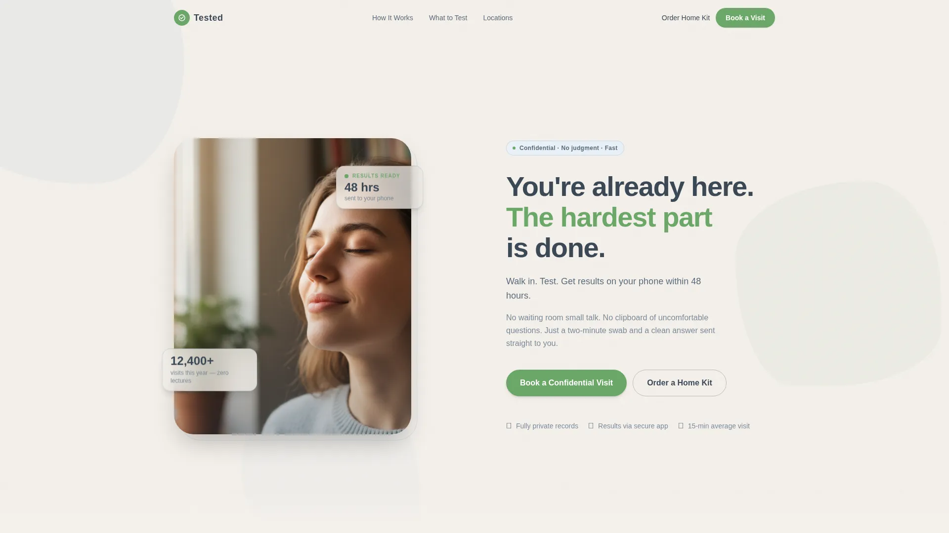 Confidential STD Testing Landing Page Template