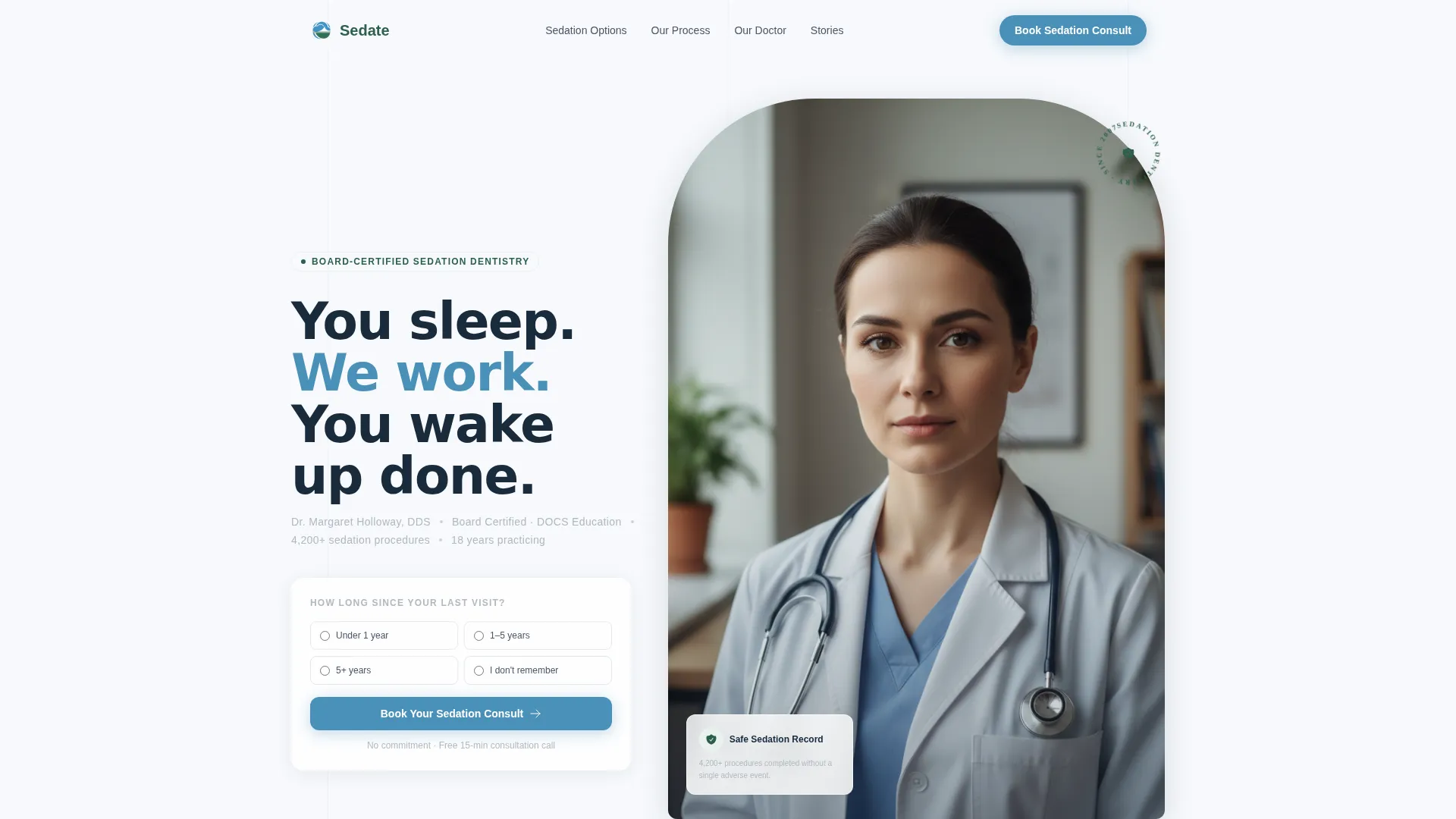 Sedation Dentist Specialist Booking Website Template