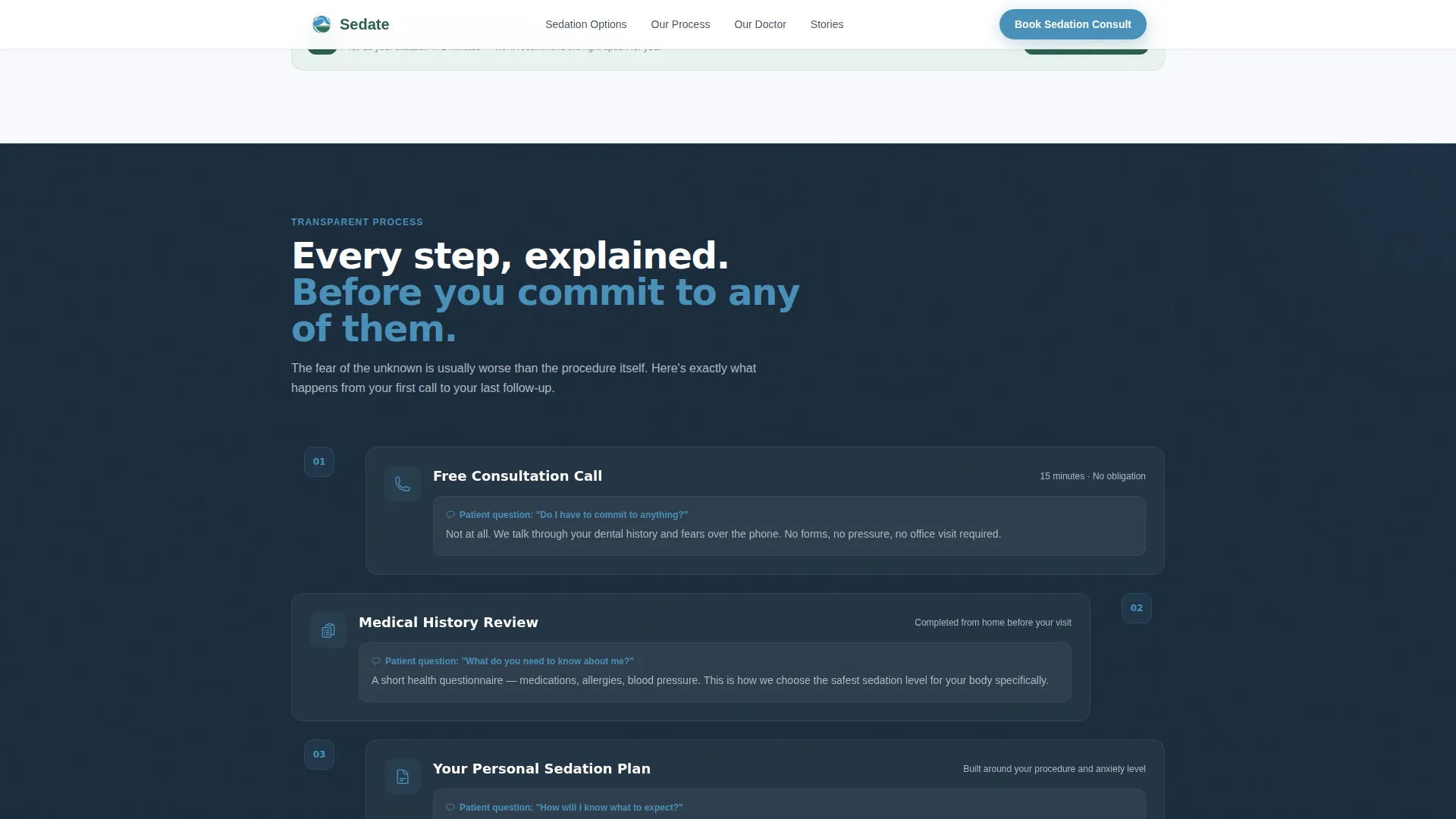 Sedation Dentist Specialist Booking Website Template