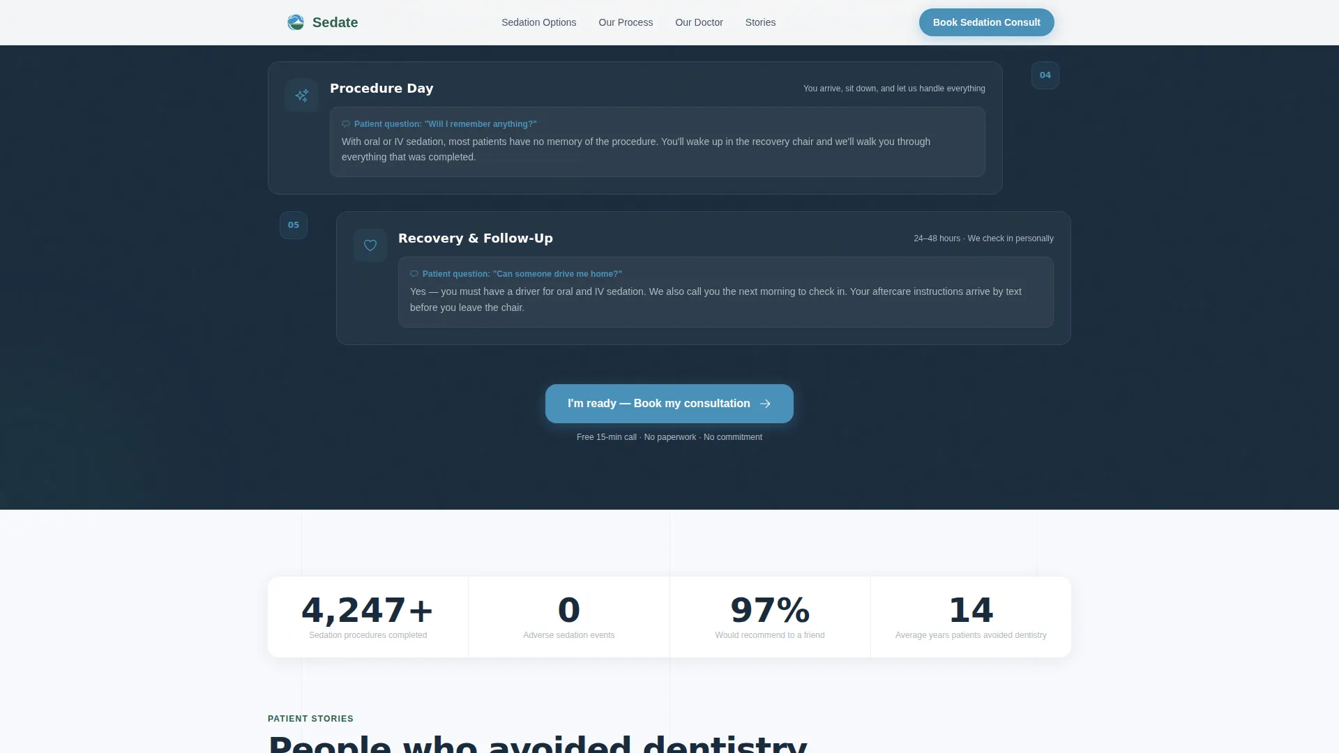 Sedation Dentist Specialist Booking Website Template