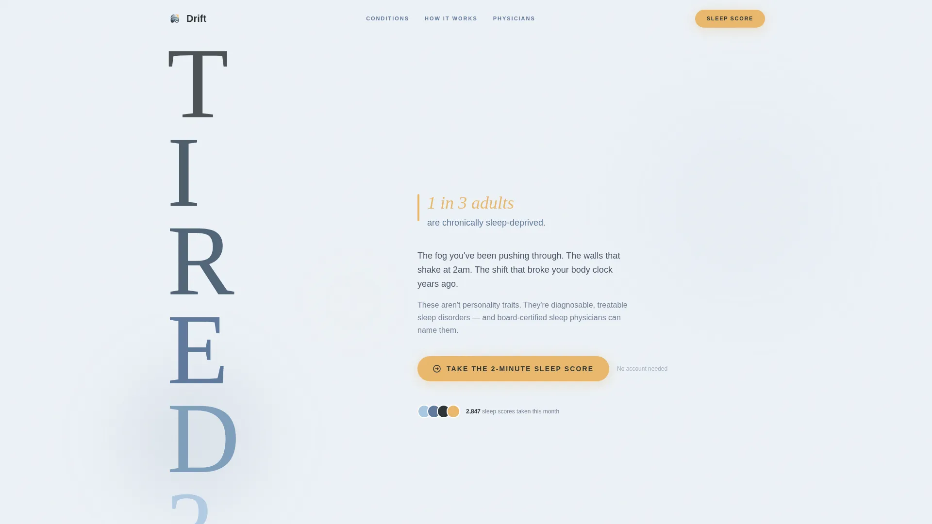 Sleep Medicine Physician Website Template with Sleep Score Quiz
