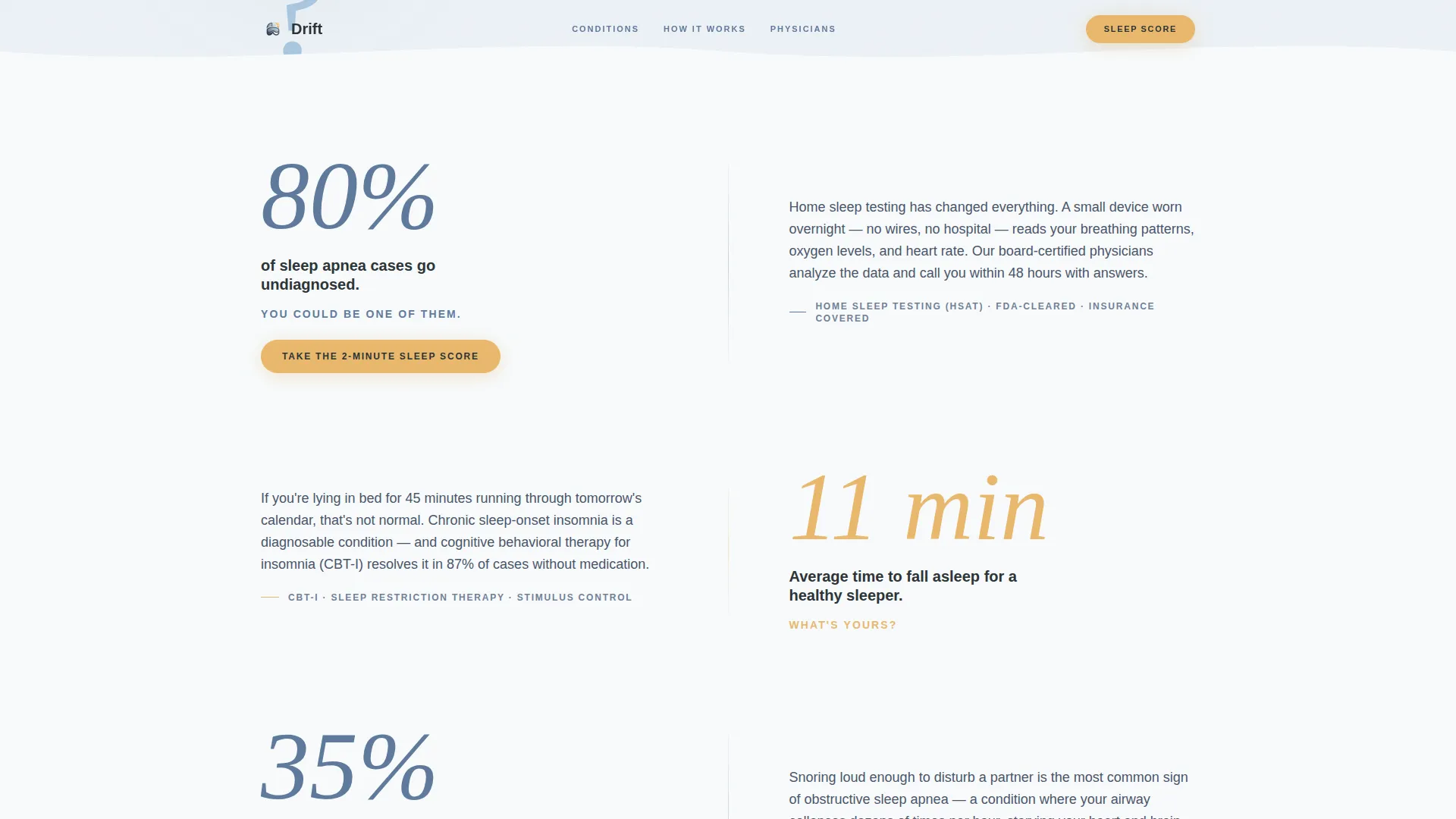 Sleep Medicine Physician Website Template with Sleep Score Quiz
