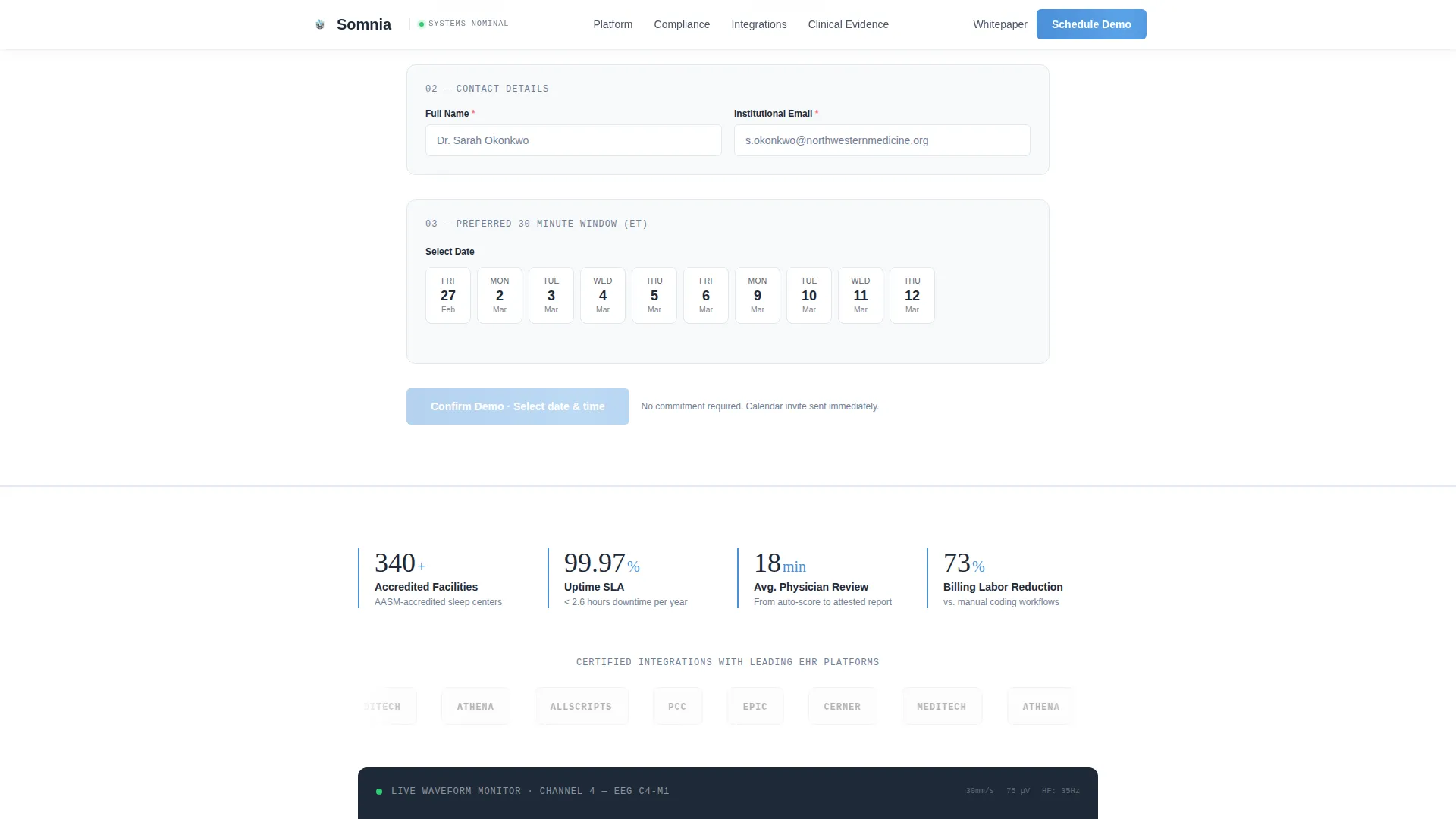 Sleep Medicine & Clinic Specialist Booking Website Template