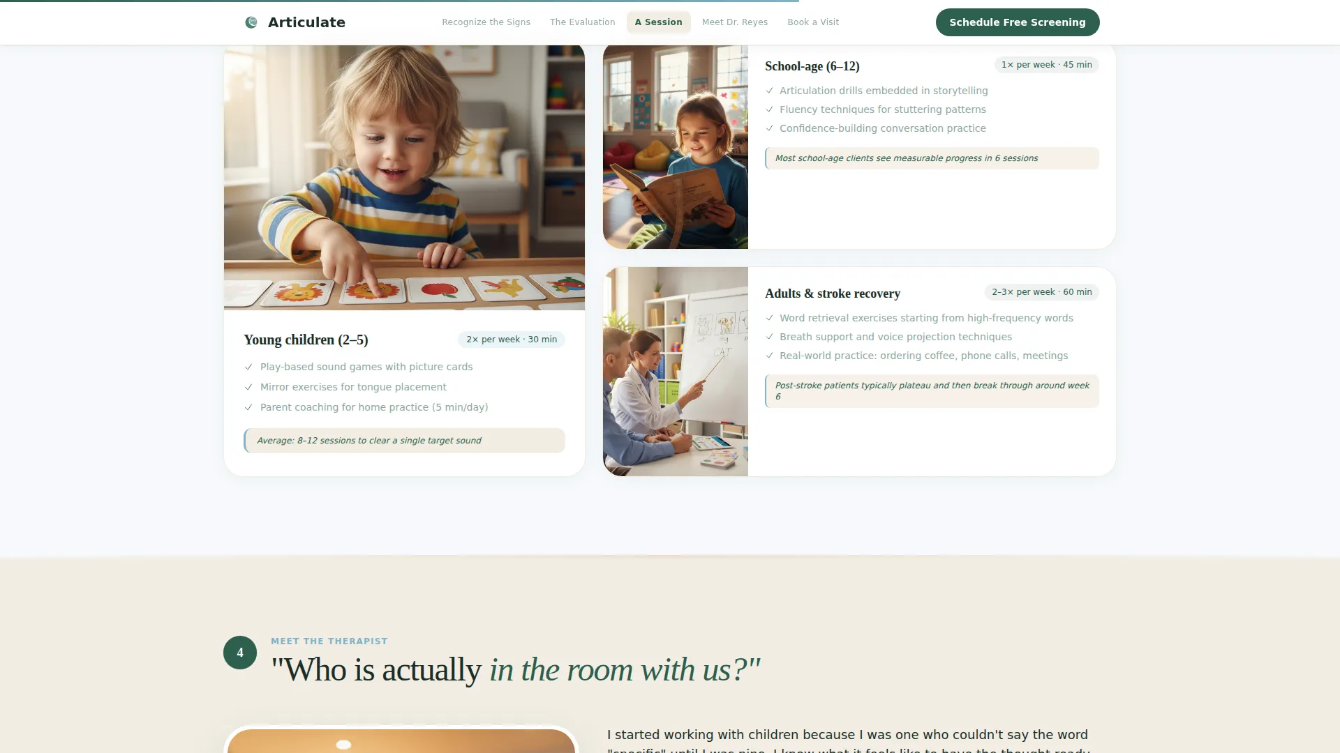 Speech Pathologist Appointment Booking Landing Page