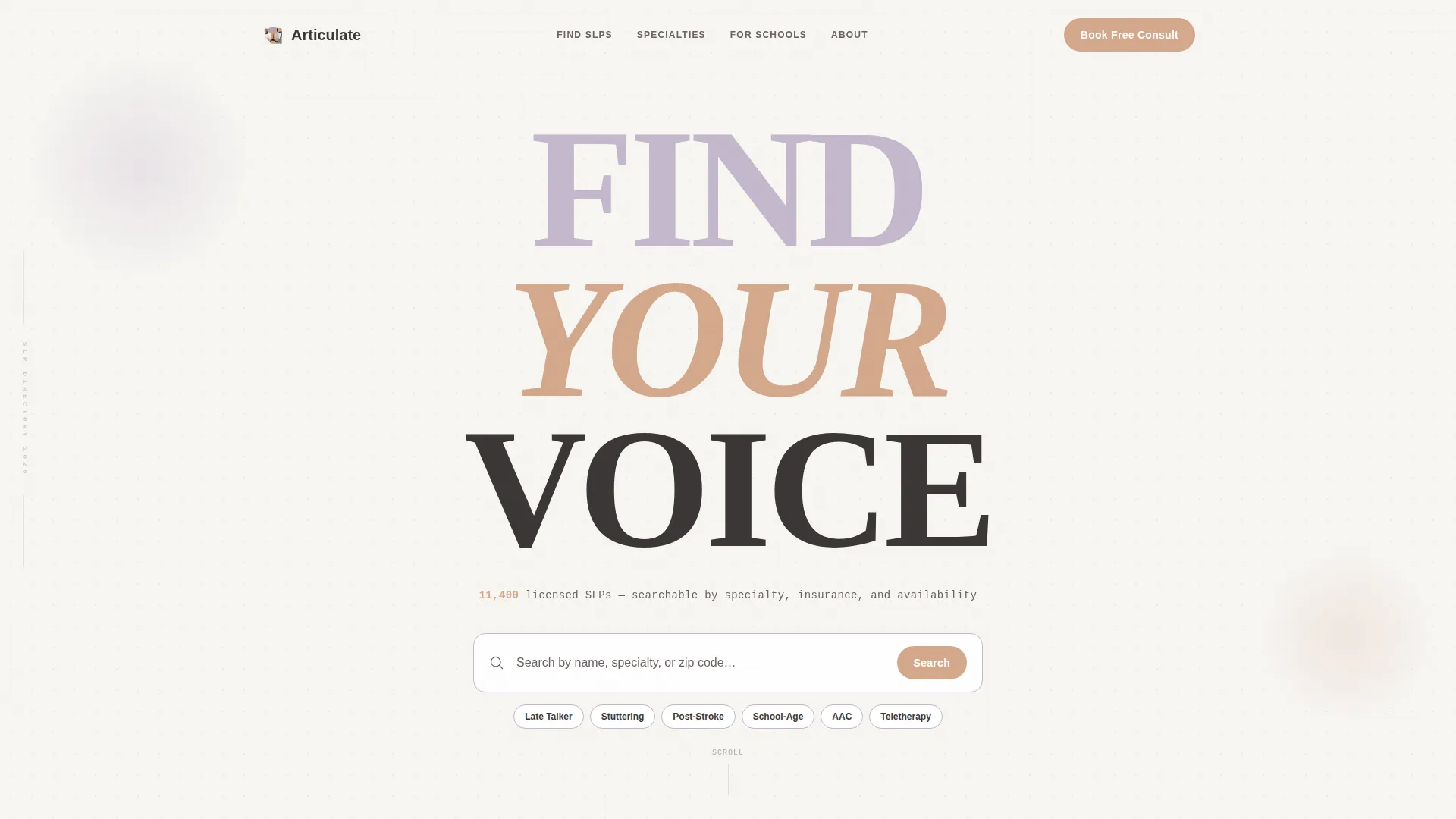 Speech Pathologist Directory Landing Page Template
