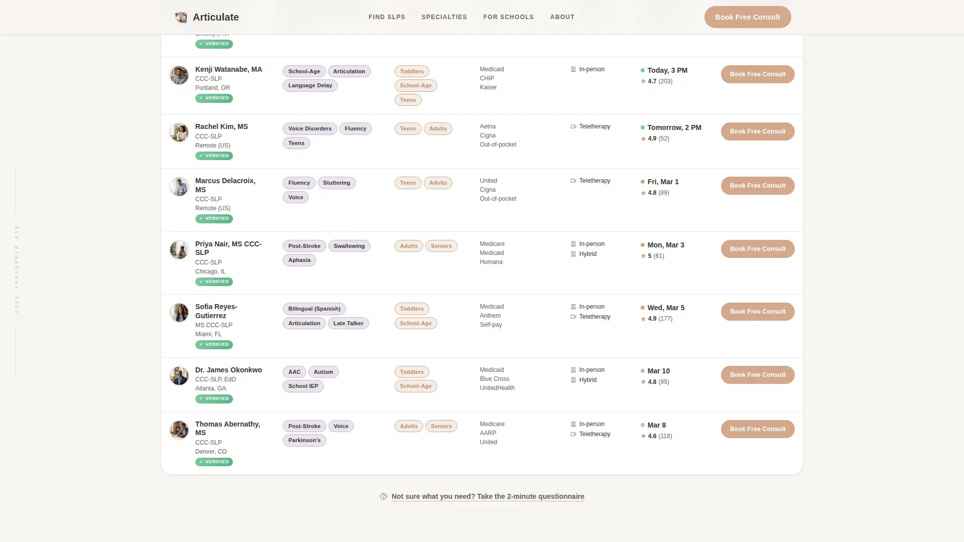 Speech Pathologist Directory Landing Page Template