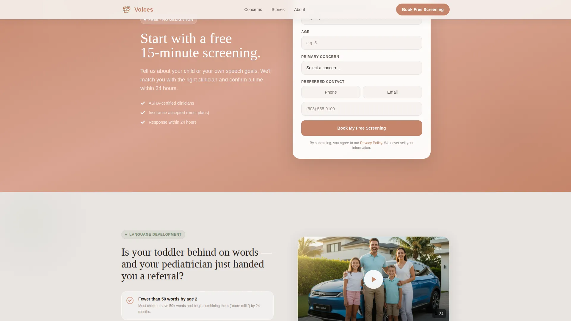 Speech Pathologist Landing Page Template