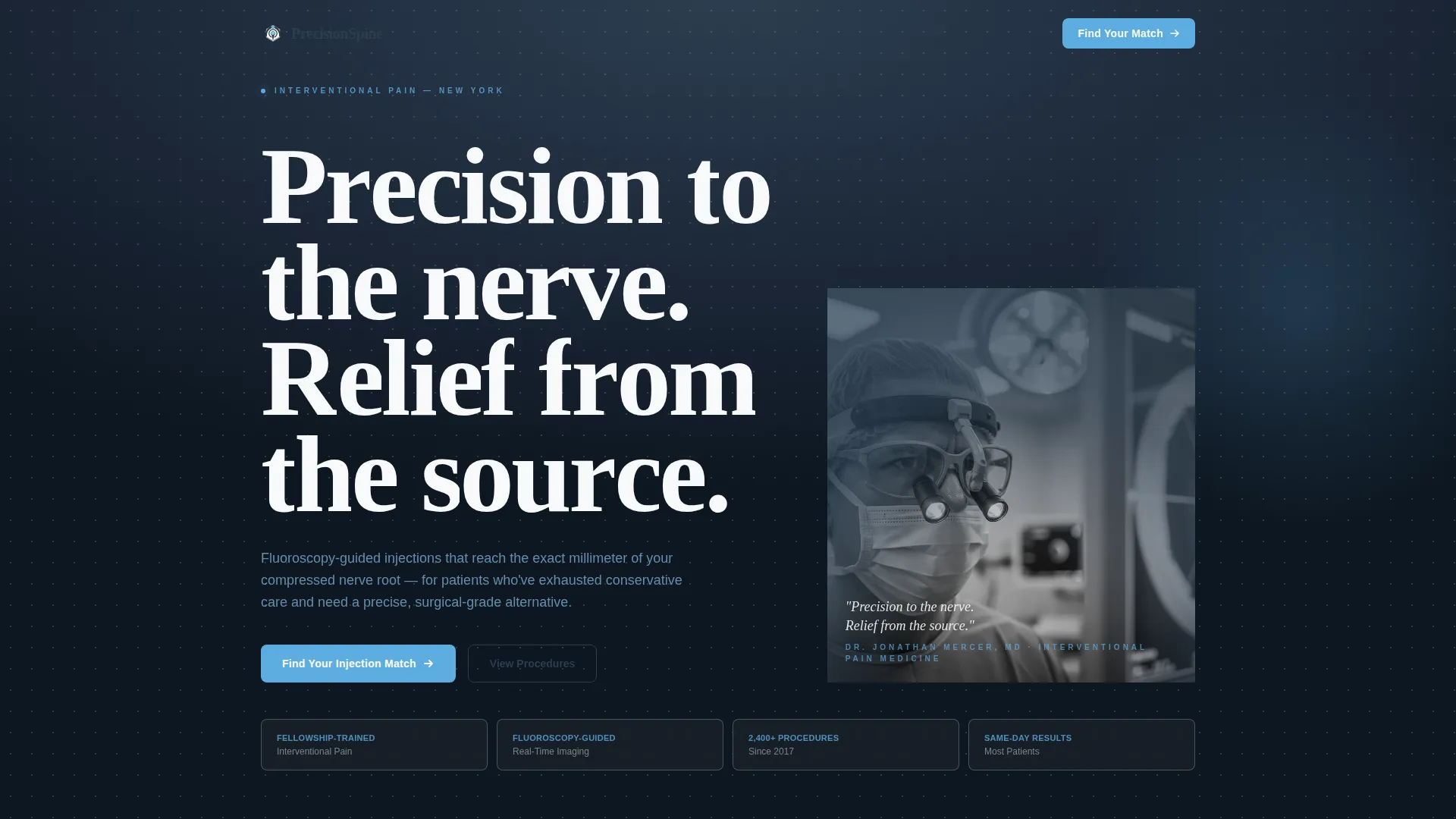 Spinal Injection Clinic Landing Page Template