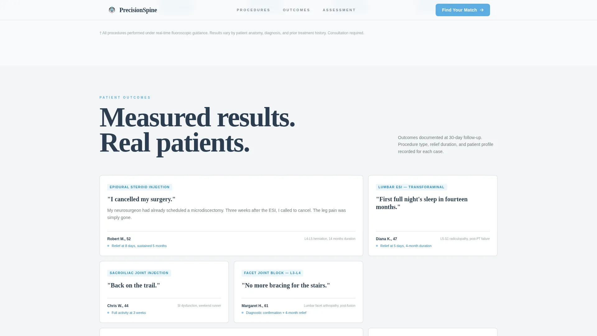 Spinal Injection Clinic Landing Page Template