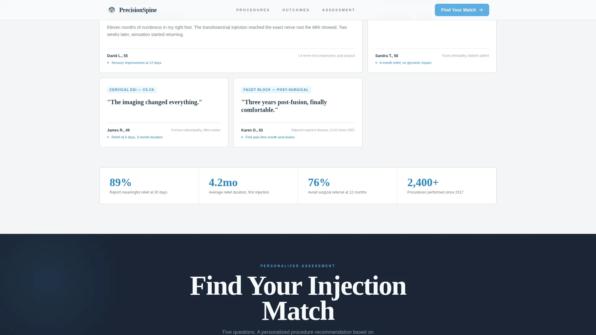 Spinal Injection Clinic Landing Page Template