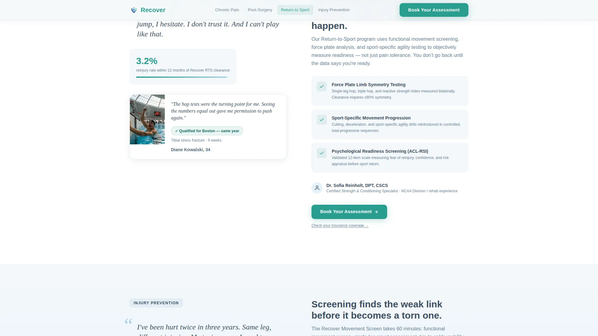 Sports Medicine Clinic Landing Page Template