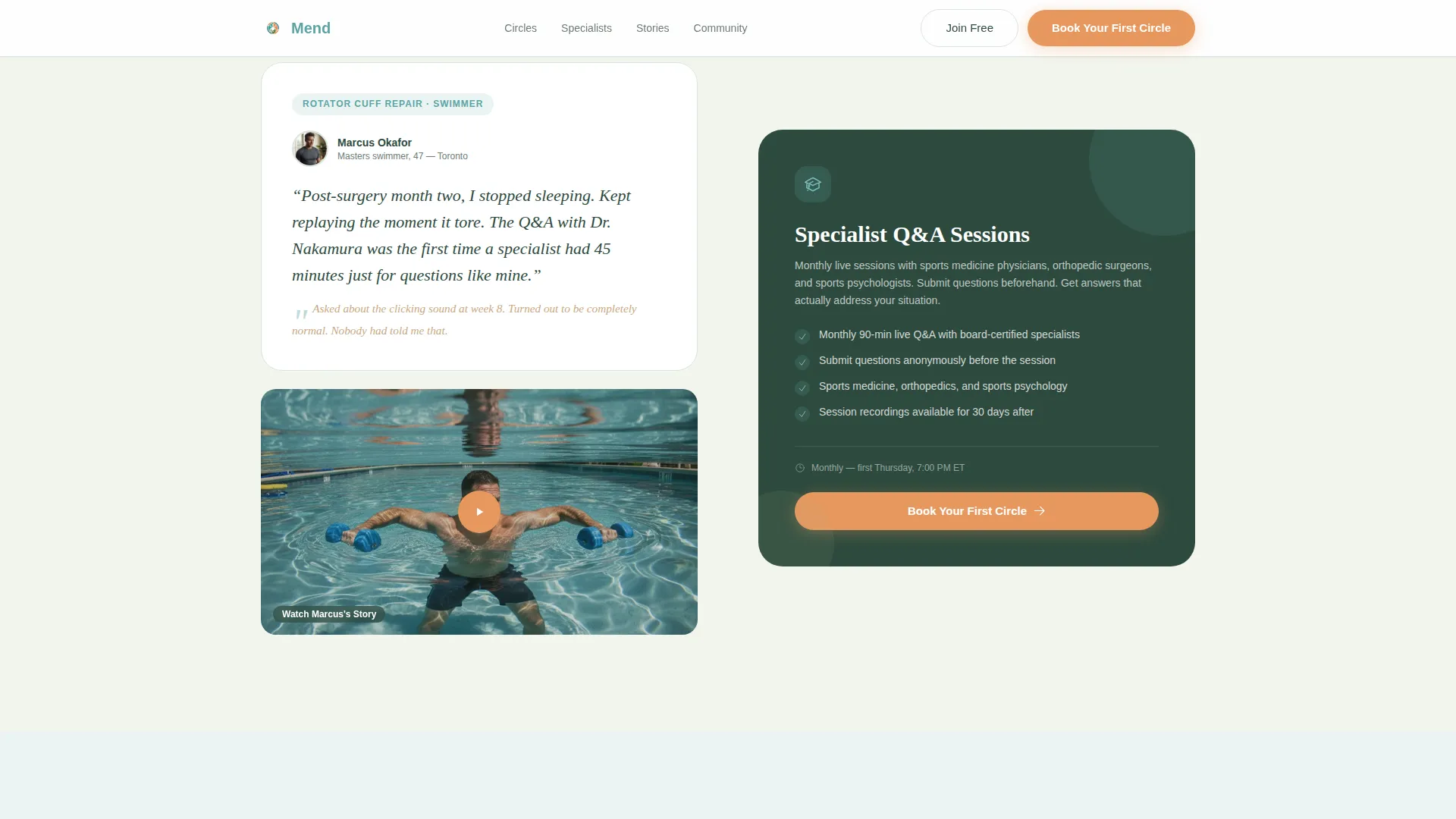 Sports Medicine Community Landing Page Template