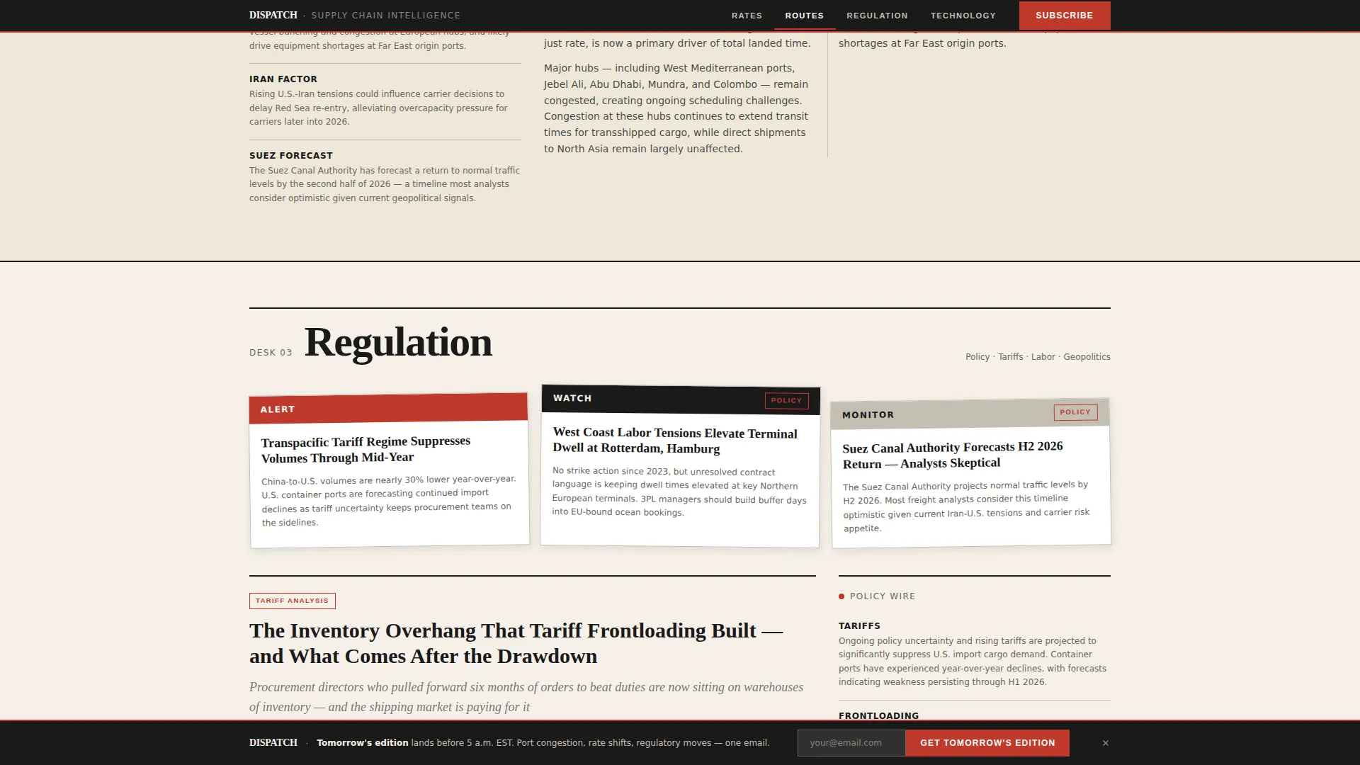 Supply Chain & Logistics Newsletter Landing Page