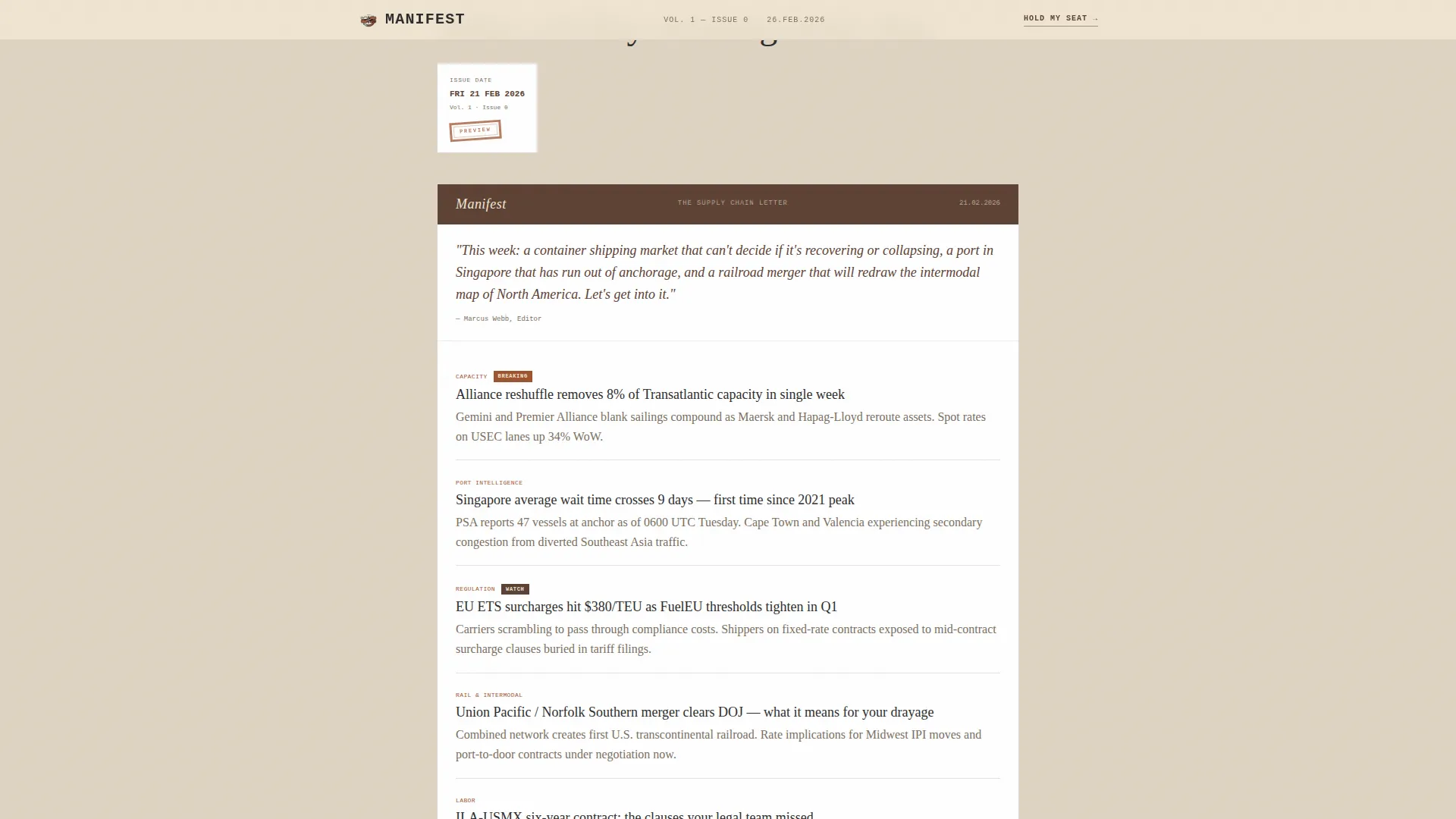 Supply Chain & Logistics Newsletter Specialist Pre-Launch Website Template
