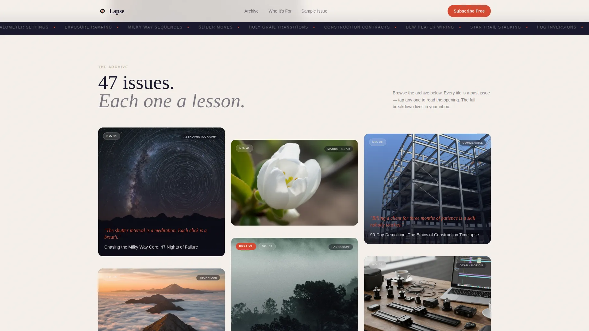 Time-Lapse Photography Newsletter Landing Page Template