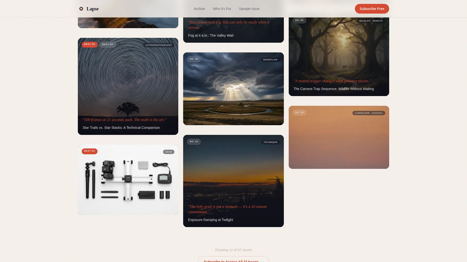 Time-Lapse Photography Newsletter Landing Page Template