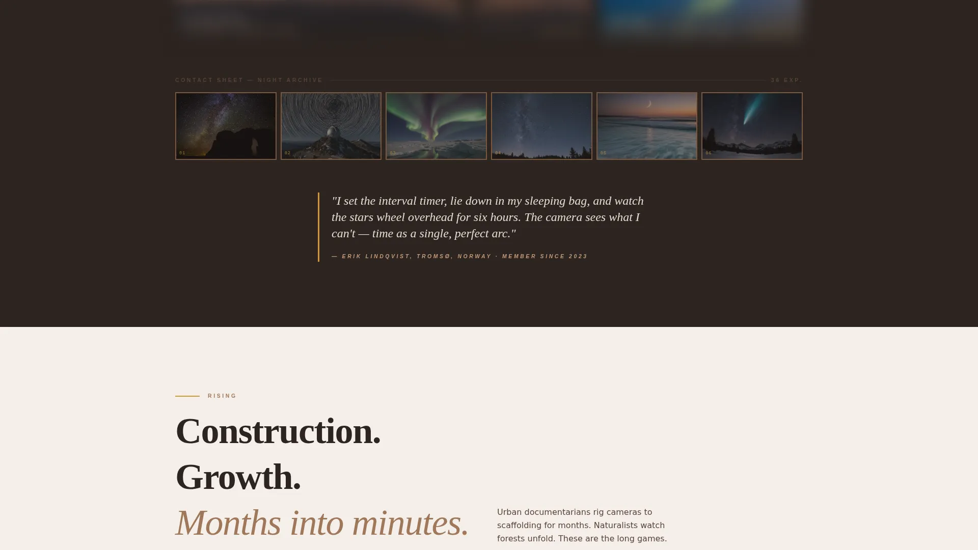 Time-Lapse Photography Community Landing Page