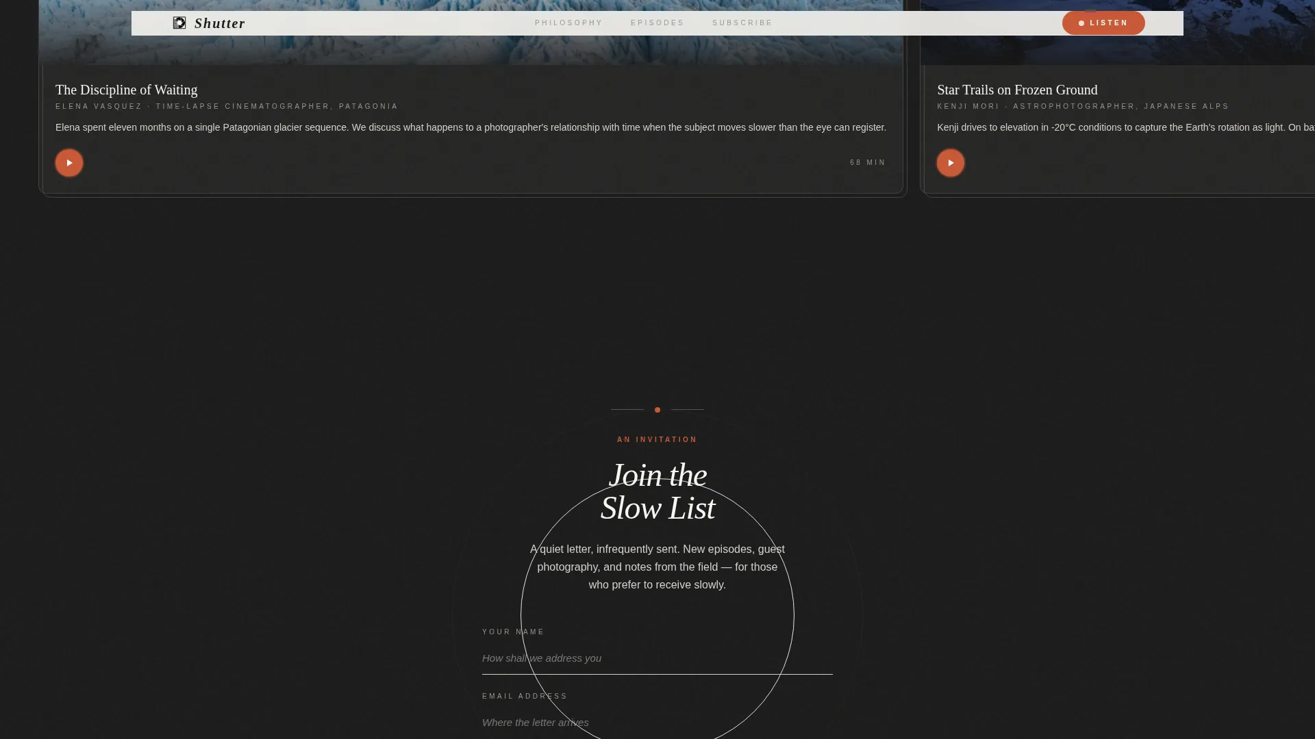 Time-Lapse Photography Content Specialist Blog Website Template